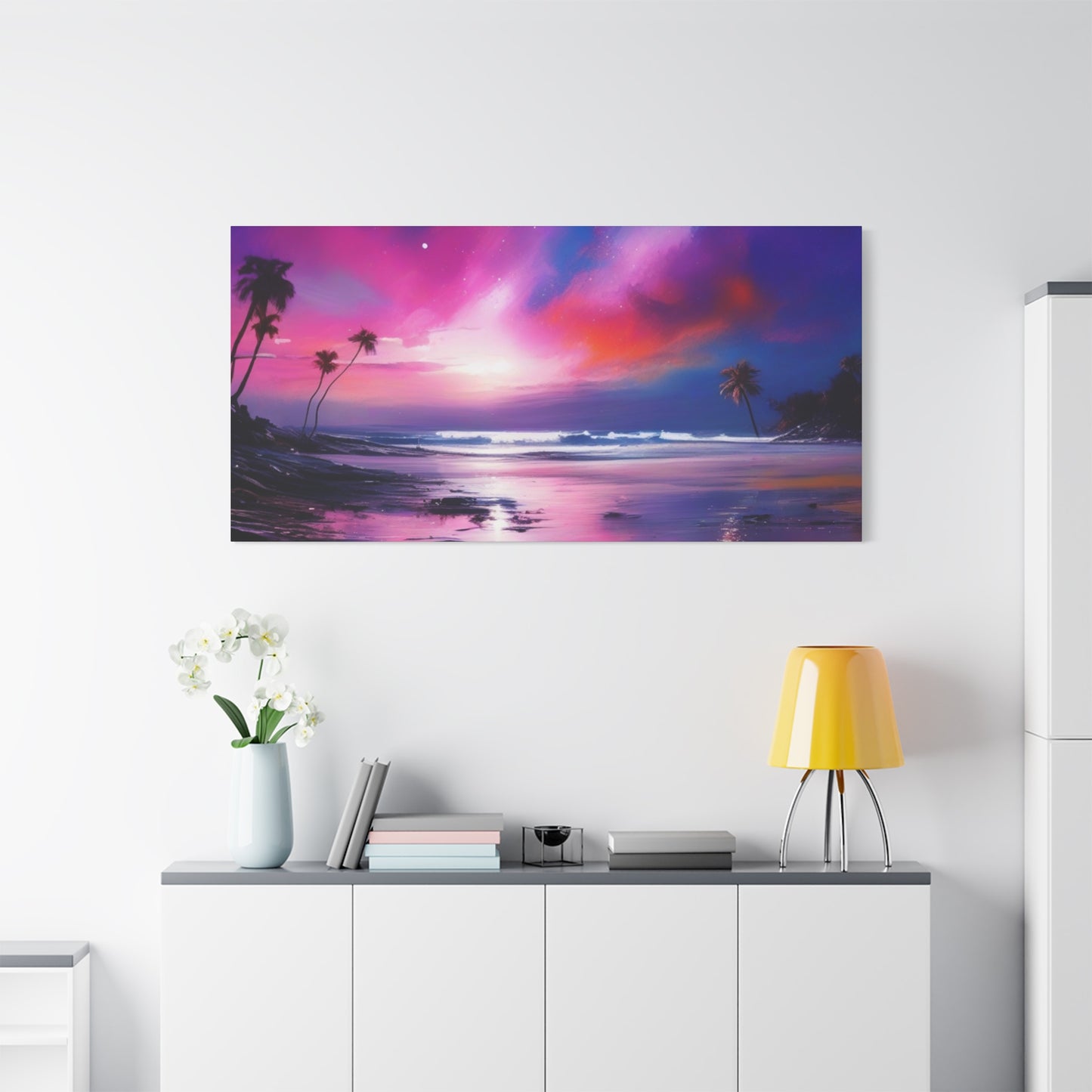 Abstract Art Canvas Print – Modern Wall Art, Digital Artwork, Matte Canvas, Ready to Hang, Home & Office Décor, Modern Wall Décor, Tropical Sunset Canvas Art - Vibrant Beach Landscape Wall Decor