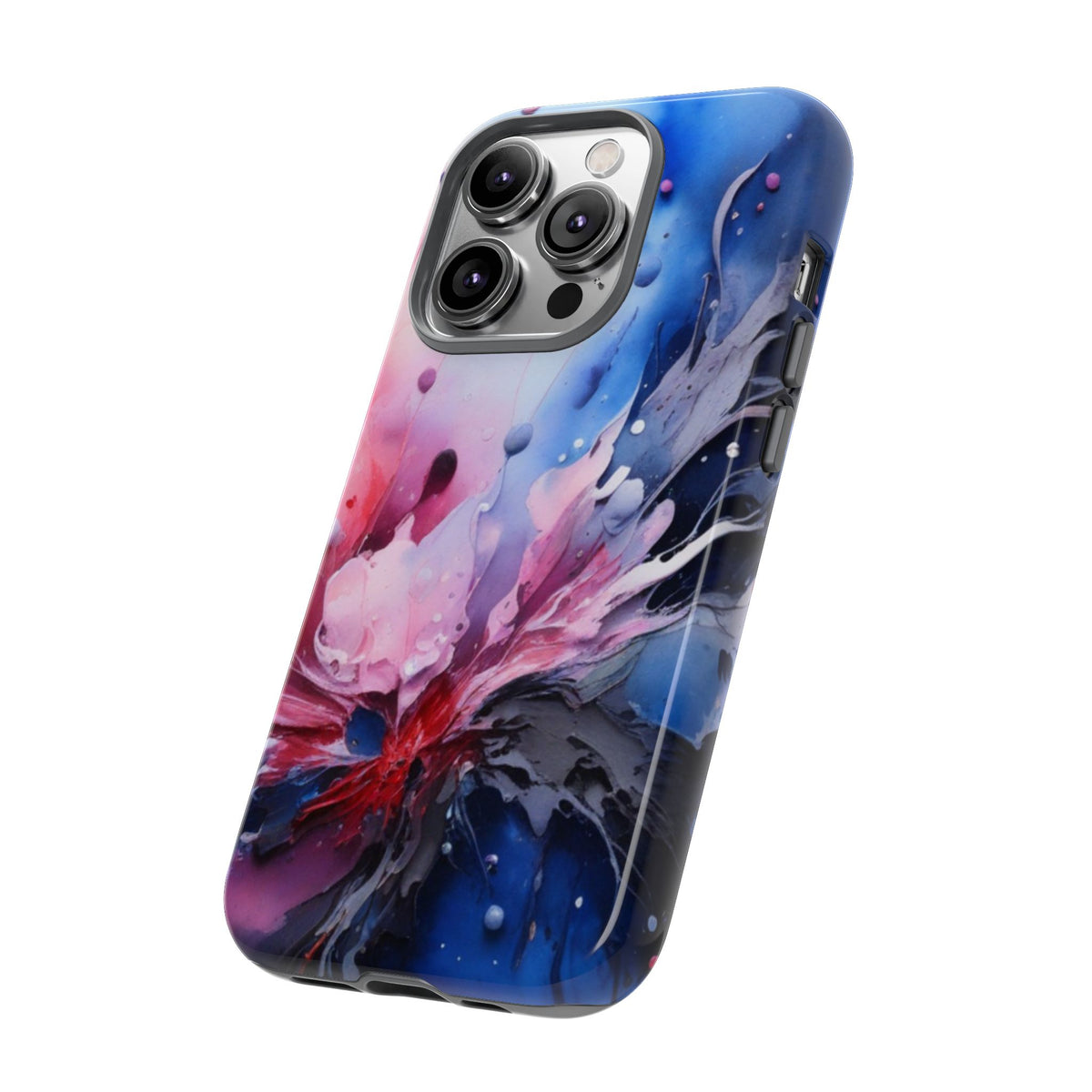 Tough Case — Abstract Pink & Blue Phone Case. iPhone Tough Cases Phone Cases for iPhone 17/16/15/14 – Dual Layer, Matte/Glossy Finish, Wireless Charging Compatible