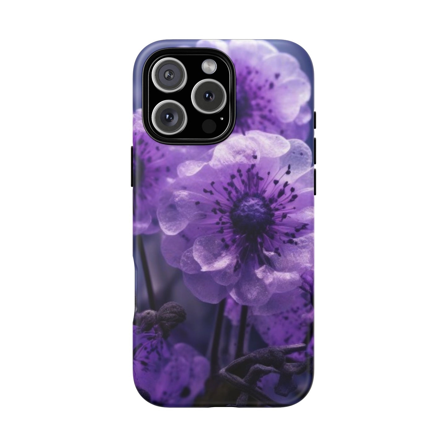 Purple Floral iPhone Case, Tough Cases for iPhone 17/16/15/14- Tough & Stylish Phone Protection. Gifts for her