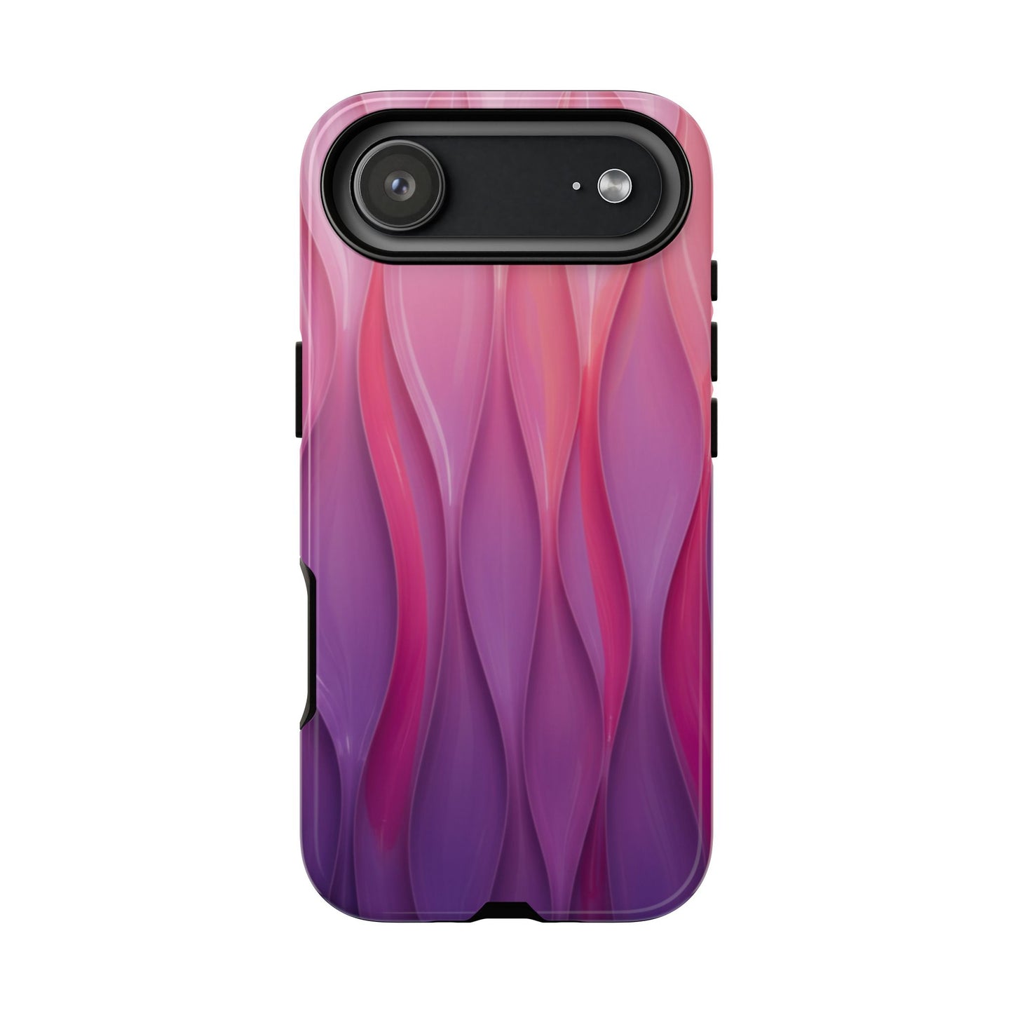 Pink Purple Wave Tough Phone Case. iPhone Tough Cases Phone Cases for iPhone 14\15\16\17 – Dual Layer, Matte/Glossy Finish, Wireless Charging Compatible — Abstract Gradient Protective Cover
