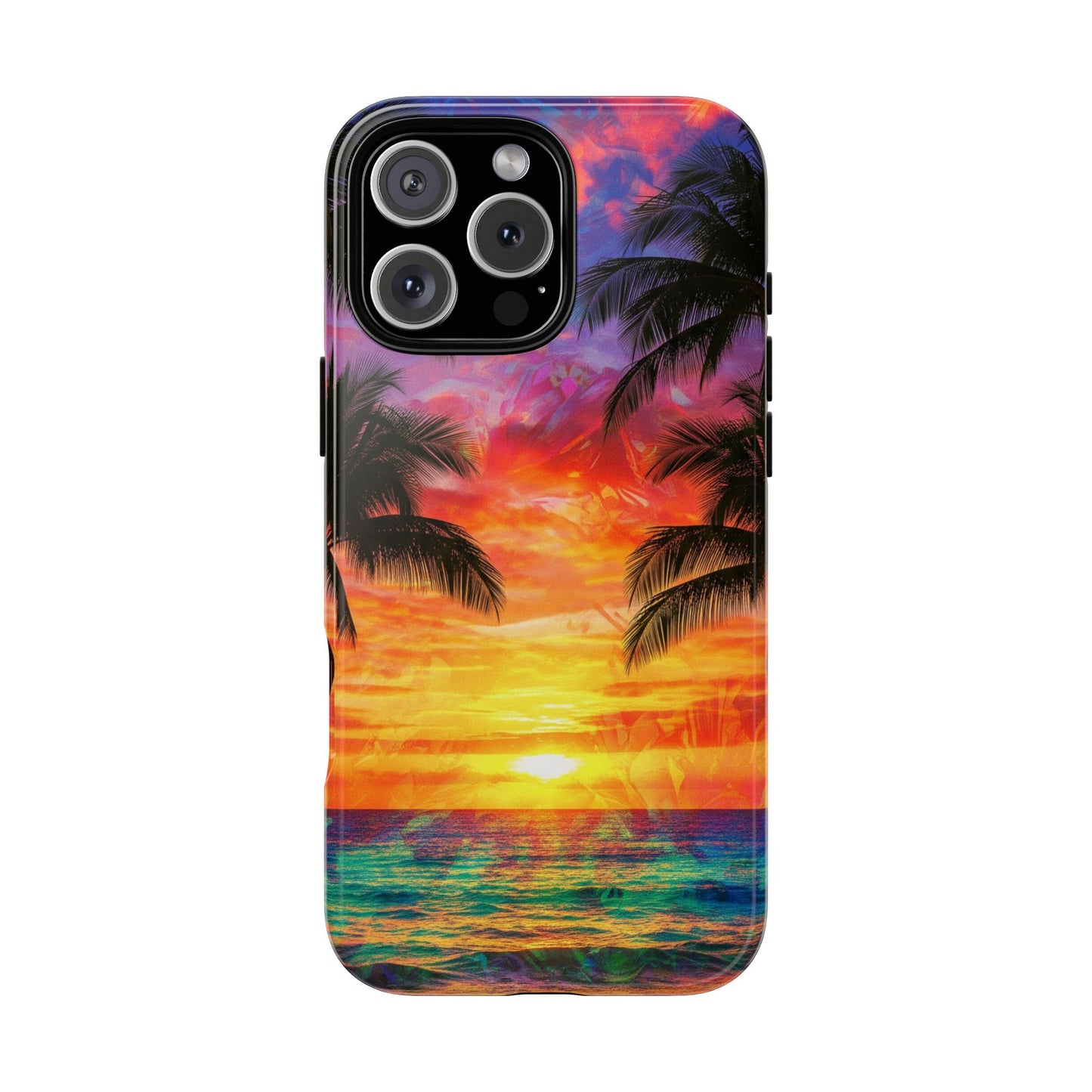 iPhone Tough Cases Phone Cases for iPhone 14\15\16\17. Tropical Sunset Phone Case — Palm Tree Beach Protective Cover