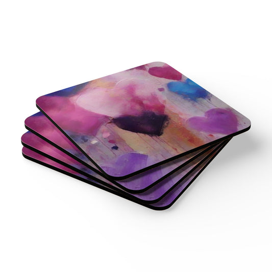 Designer Cork Coaster Set – High-Gloss Drink Coasters with Cork Backing (Set of 4)