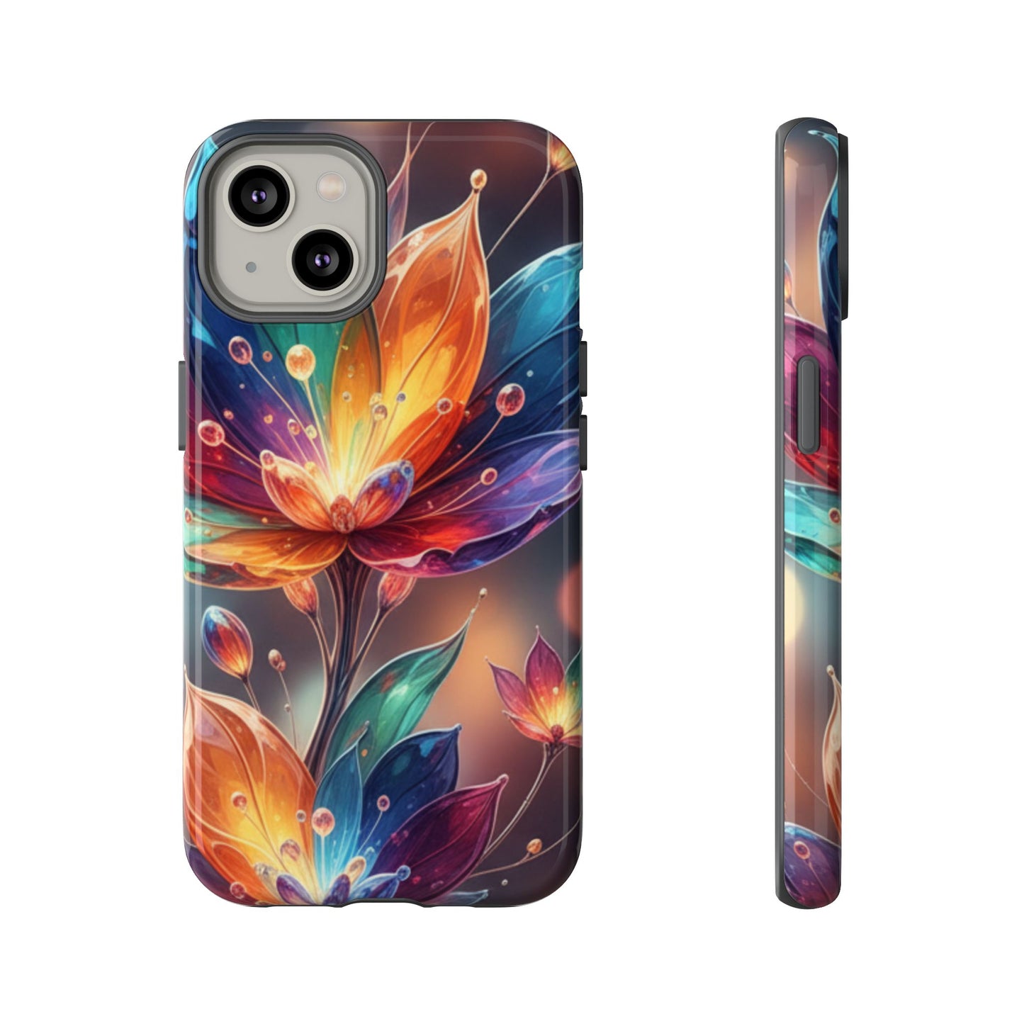 iPhone Tough Cases Phone Cases for iPhone 14\15\16\17 – Dual Layer, Matte/Glossy Finish, Wireless Charging Compatible — Vibrant Floral Lotus Phone Case