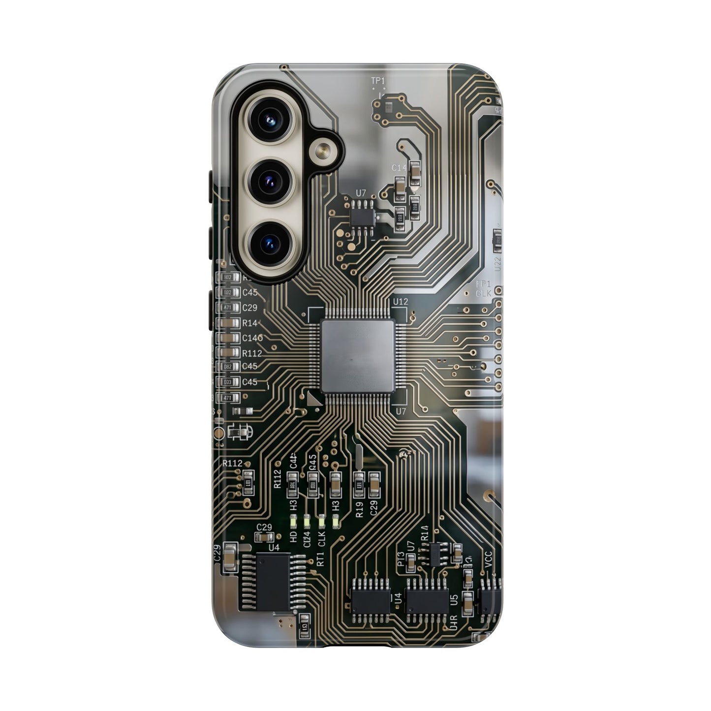 Tough Cases Phone Cases for Samsung Galaxy S25/S24/S23/S22 – Dual Layer, Matte/Glossy Finish, Wireless Charging Compatible, Circuit Board Phone Case — Tech Circuitry Protective Phone Cover