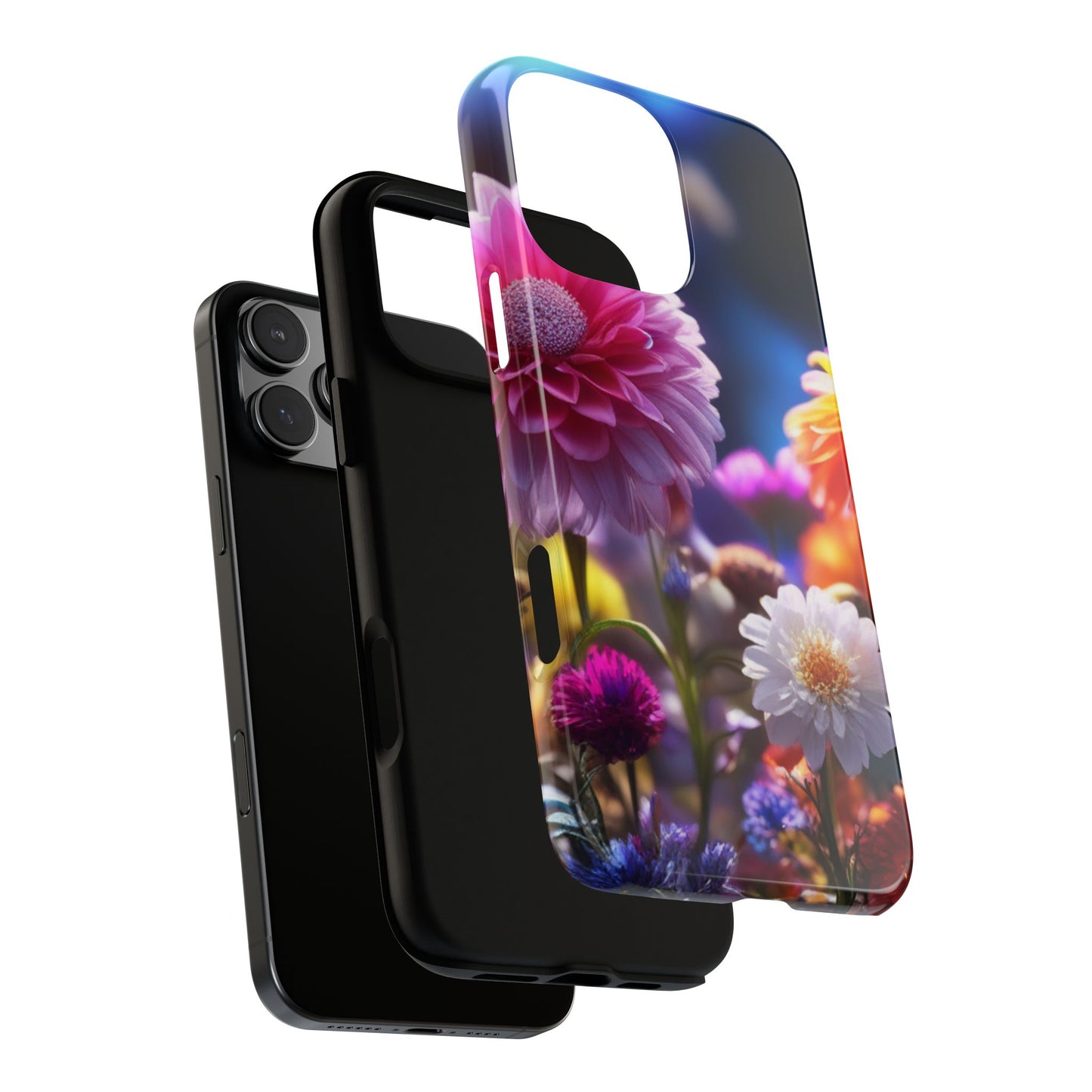iPhone Tough Cases Phone Cases for iPhone 14\15\16\17 – Dual Layer, Matte/Glossy Finish, Wireless Charging Compatible, Floral Garden Phone Case — Vibrant Bloom Protective iPhone Cover
