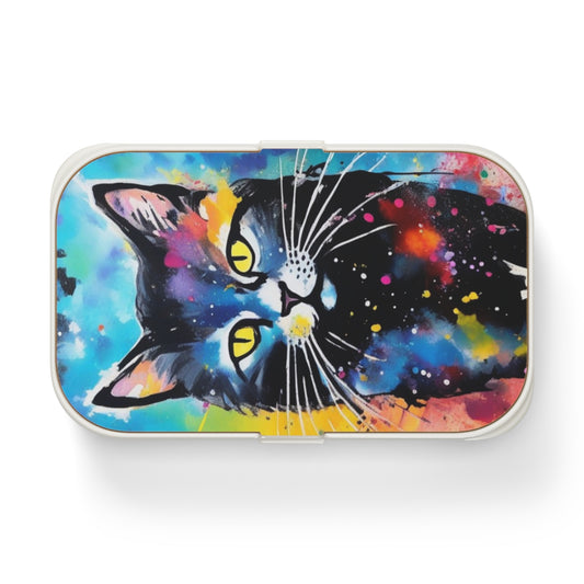 Colorful Galaxy Cat Bento Box — Artistic Cat Lunch Box for Kids & Adults