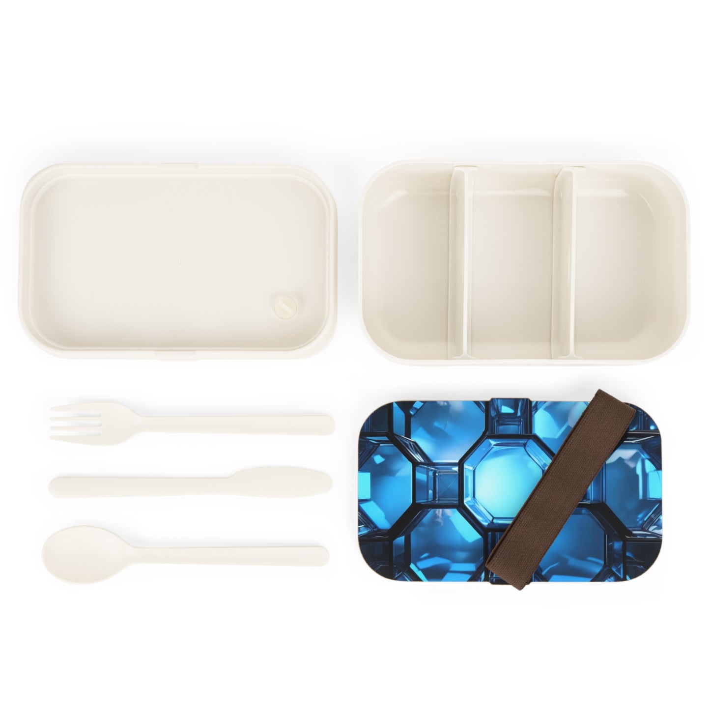 Stylish Bento Box Lunchbox – Portable, Designer Food Container with Wooden Lid & Two Moveable Compartments for Work, School & Picnics