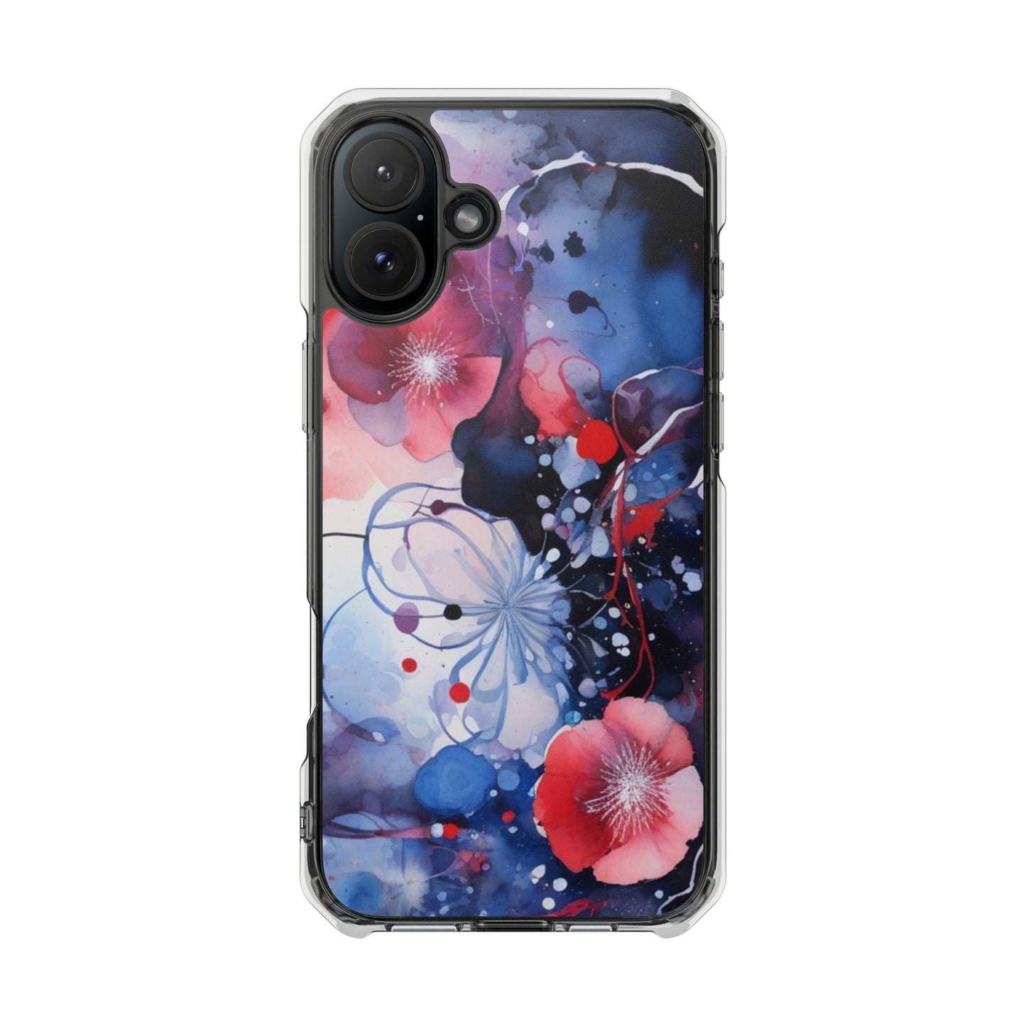 Clear Magnetic Phone Case — Watercolor Floral Impact Protection. Magnetic Impact Phone Case for iPhone 17/16/15/14.