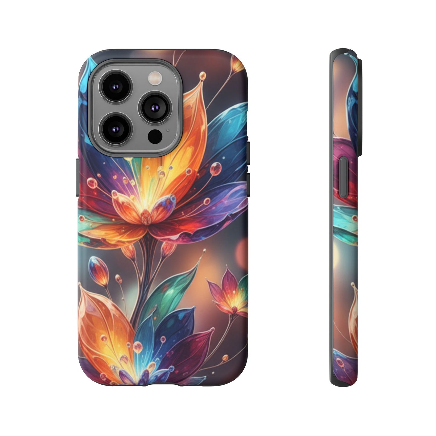 iPhone Tough Cases Phone Cases for iPhone 14\15\16\17 – Dual Layer, Matte/Glossy Finish, Wireless Charging Compatible — Vibrant Floral Lotus Phone Case