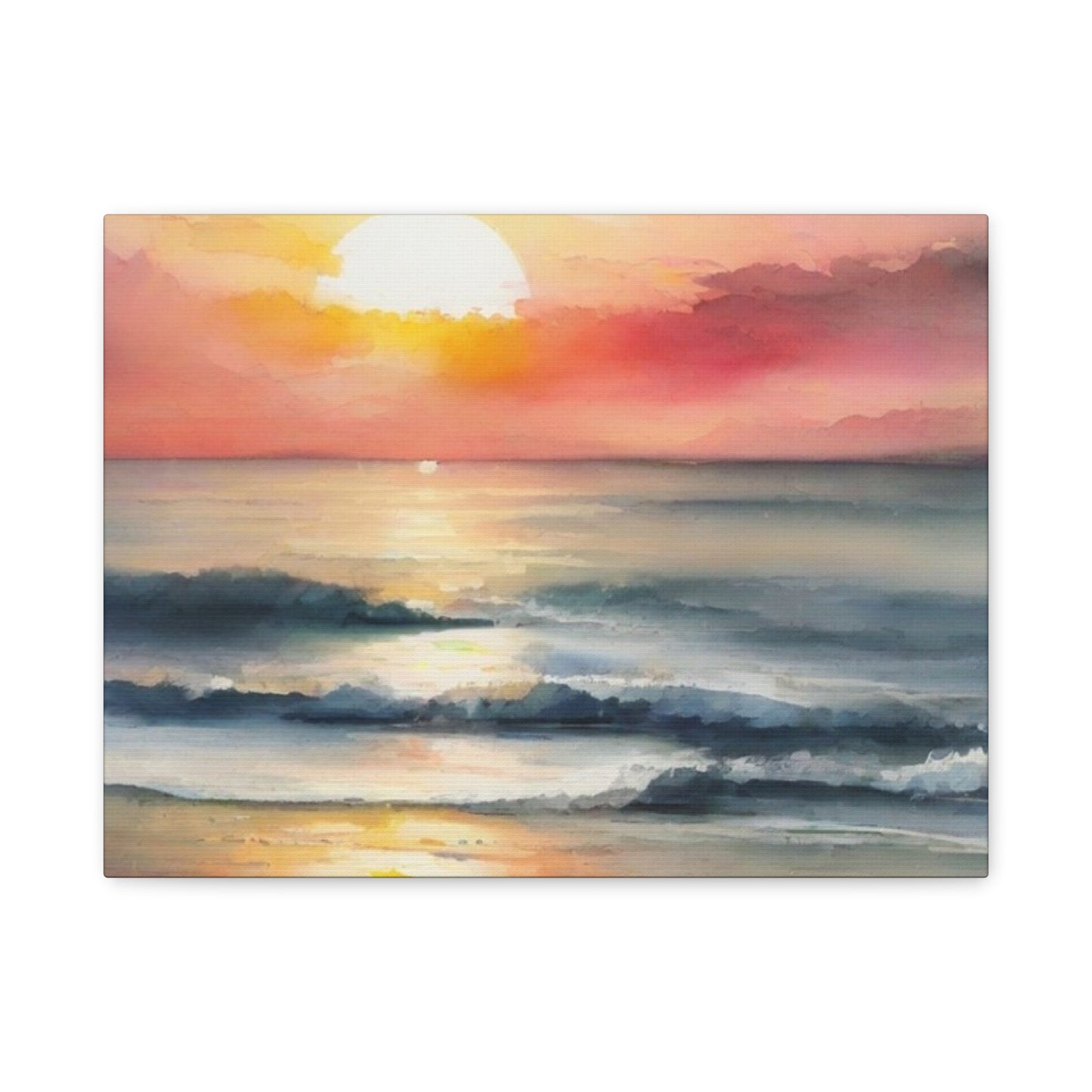 Abstract Art Canvas Print – Modern Wall Art, Digital Artwork, Matte Canvas, Ready to Hang, Home & Office Décor, Modern Wall Décor, Coastal Sunset Canvas Wall Art - 12" x 16" Stretched Print