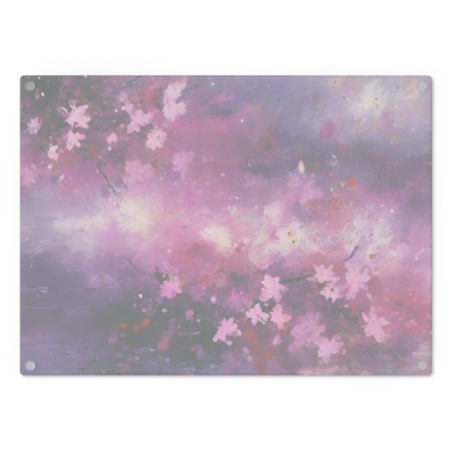 Tempered Glass Cutting Board – Hygienic, Scratch-Resistant, Dishwasher-Safe | Modern Kitchen Essential, Floral Artistic Cutting Board - Purple Blossom Design
