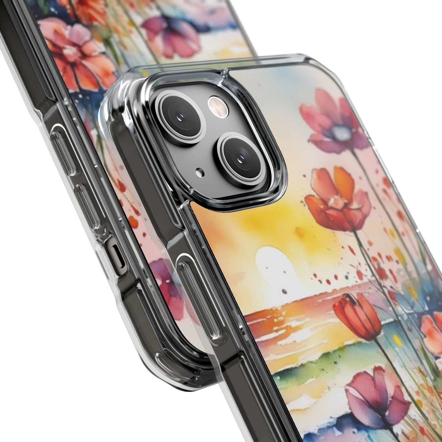 Floral Magnetic Phone Case for iPhone 14\15\16- Clear Impact Protection, Beach case, iphone 16 pro max, iPhone case
