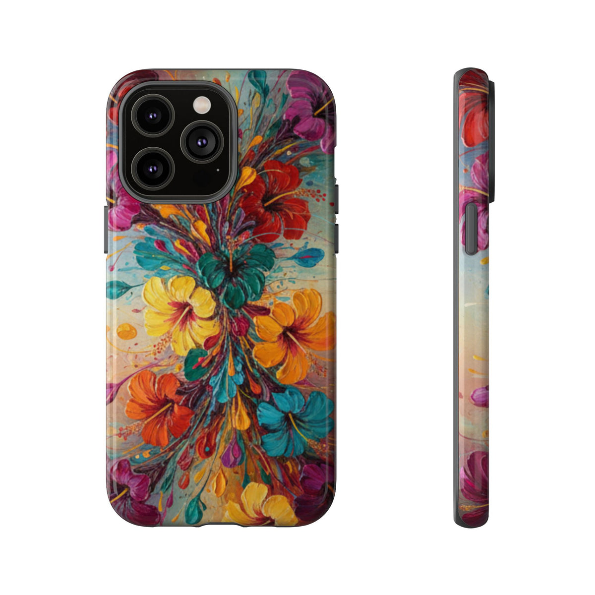 iPhone Tough Cases Phone Cases for iPhone 14\15\16\17\18 – Dual Layer, Matte/Glossy Finish, Wireless Charging Compatible. Floral Burst Tough Phone Case — Vibrant Flower Protective Case