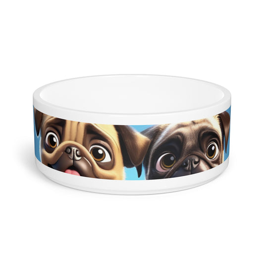 Pet Dog Bowl – Ceramic Food & Water Dish, Microwave & Dishwasher Safe, Cute Pug Pet Bowl - Perfect Gift for Dog Lovers