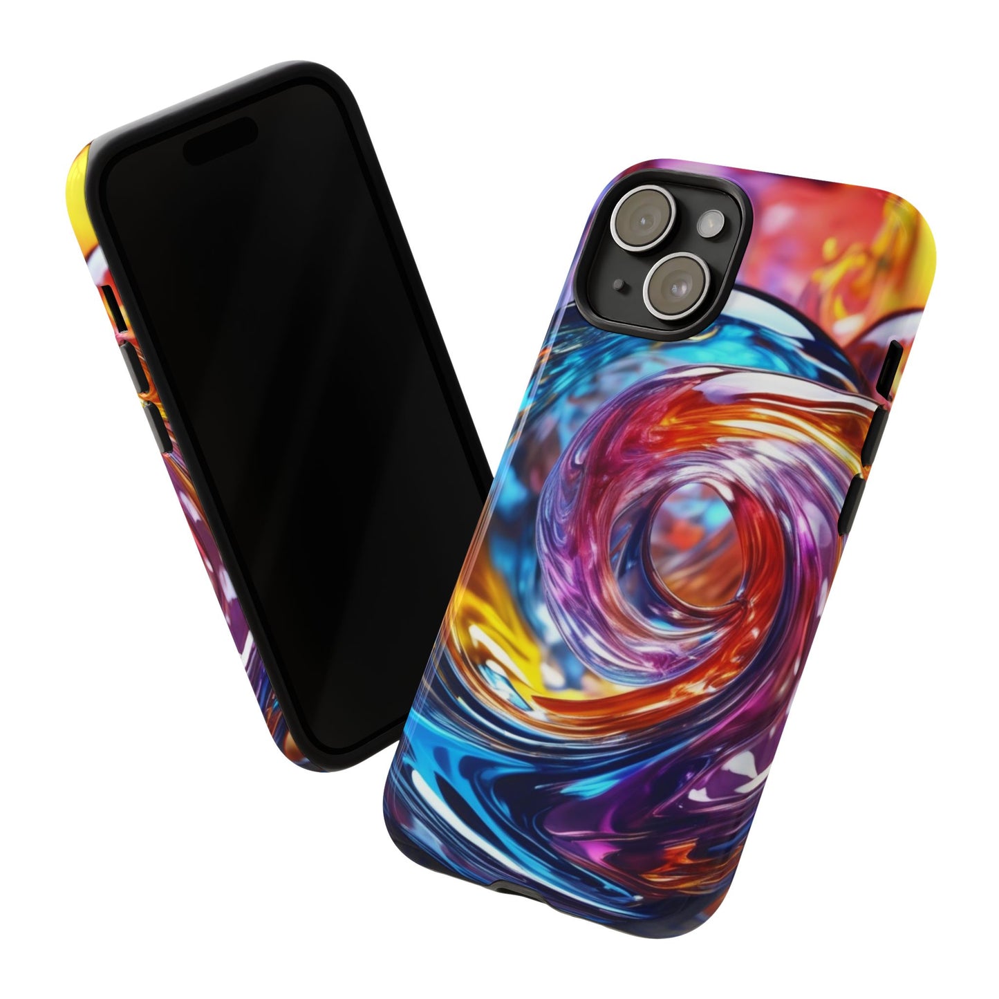 iPhone Tough Case Phone Case for iPhone 14\15\16 – Dual Layer, Matte/Glossy Finish, Wireless Charging CompatibleVibrant Swirl Phone Case - Tough Cases for Protection