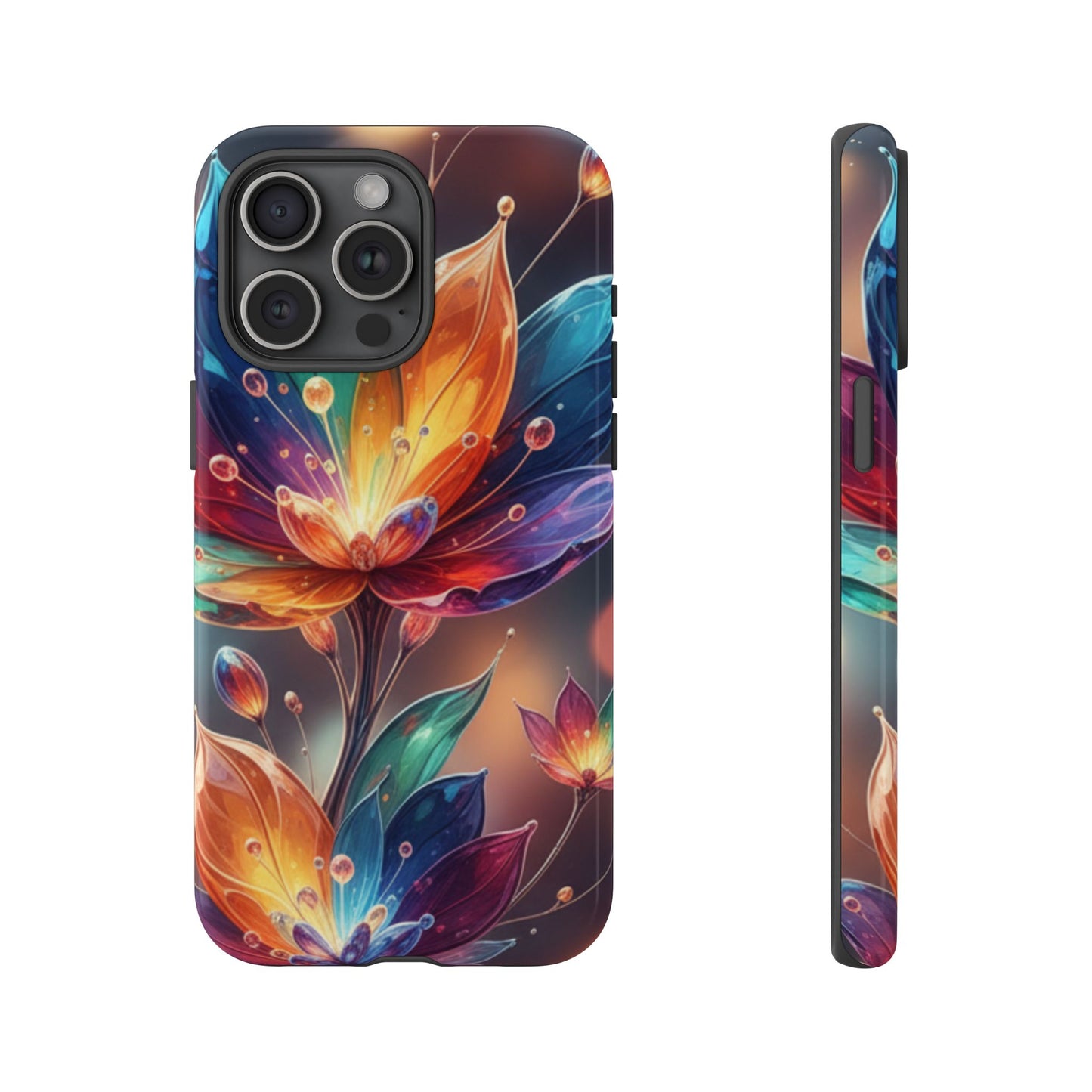 iPhone Tough Cases Phone Cases for iPhone 14\15\16\17 – Dual Layer, Matte/Glossy Finish, Wireless Charging Compatible — Vibrant Floral Lotus Phone Case