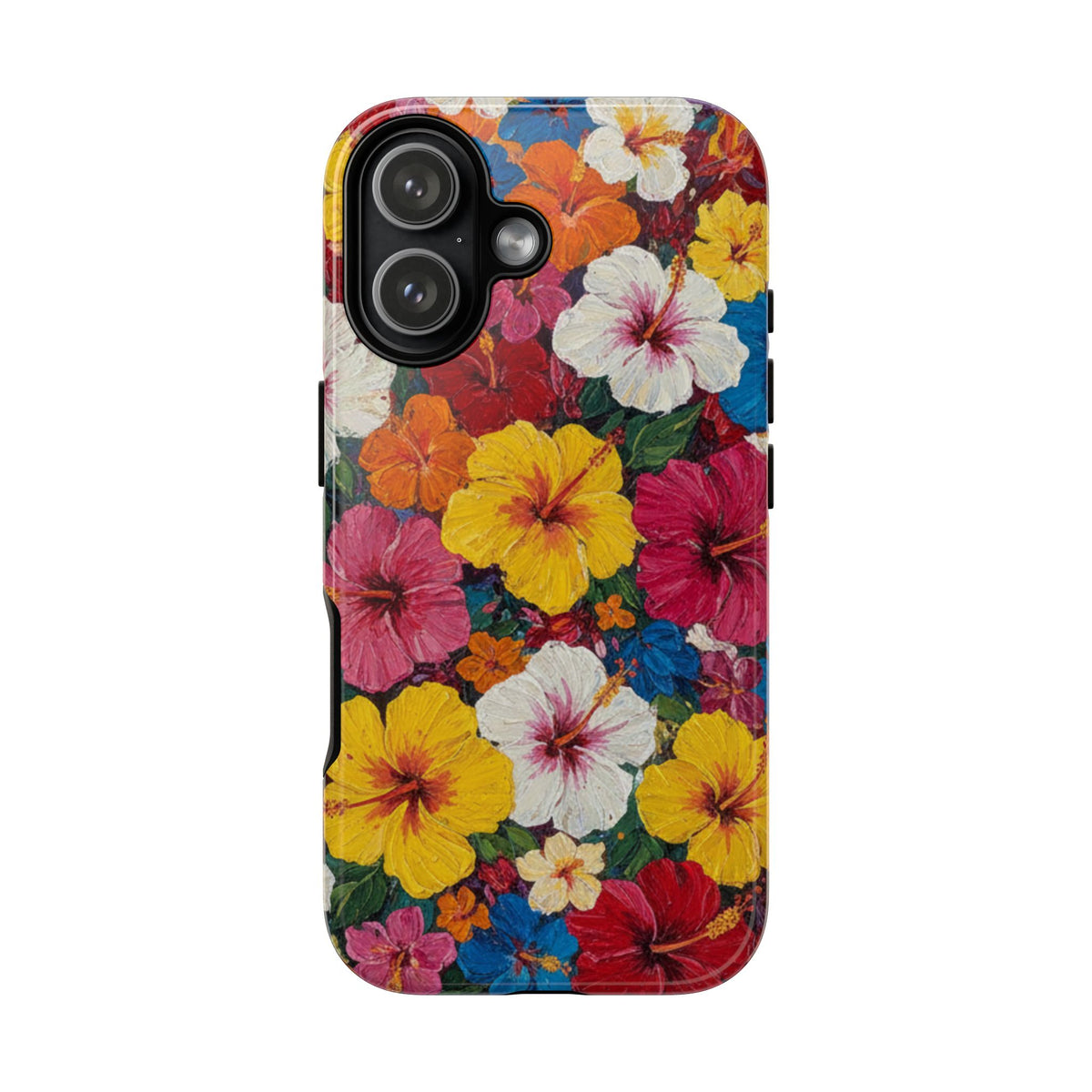 iPhone Tough Cases Phone Cases for iPhone 14\15\16\17 – Dual Layer, Matte/Glossy Finish, Wireless Charging CompatibleFloral Hibiscus Tough Phone Case — Bright Tropical Protection