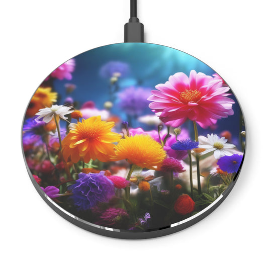 Wireless Charger — Vibrant Wildflower Floral Fast Charging Pad, Qi-compatible wireless charger,