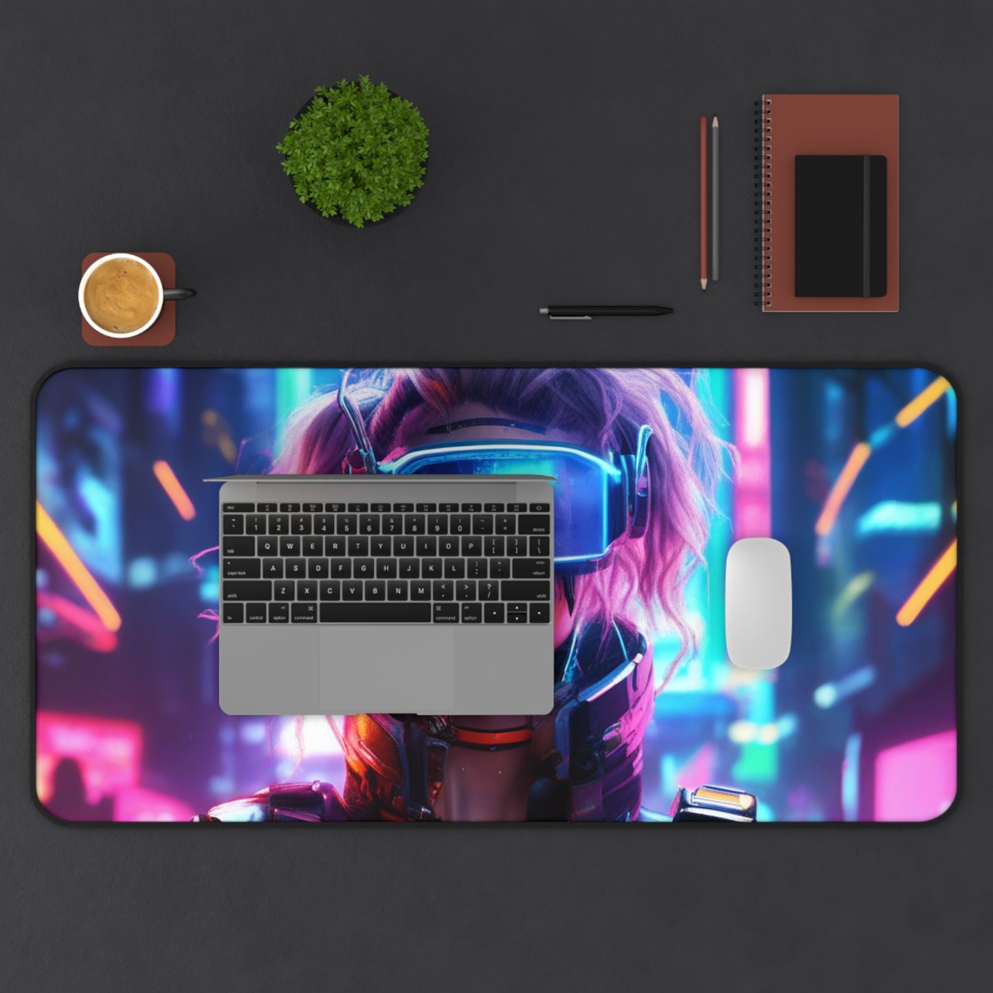 Large Gaming Mouse Pad – Premium Mouse Pad & Tech Accessory for Home & Office, Premium Desk Mat, Gaming Mouse Pad, Non-slip. Cyberpunk VR Girl Desk Mat — Neon Gaming Mousepad for Gamers & Streamers...