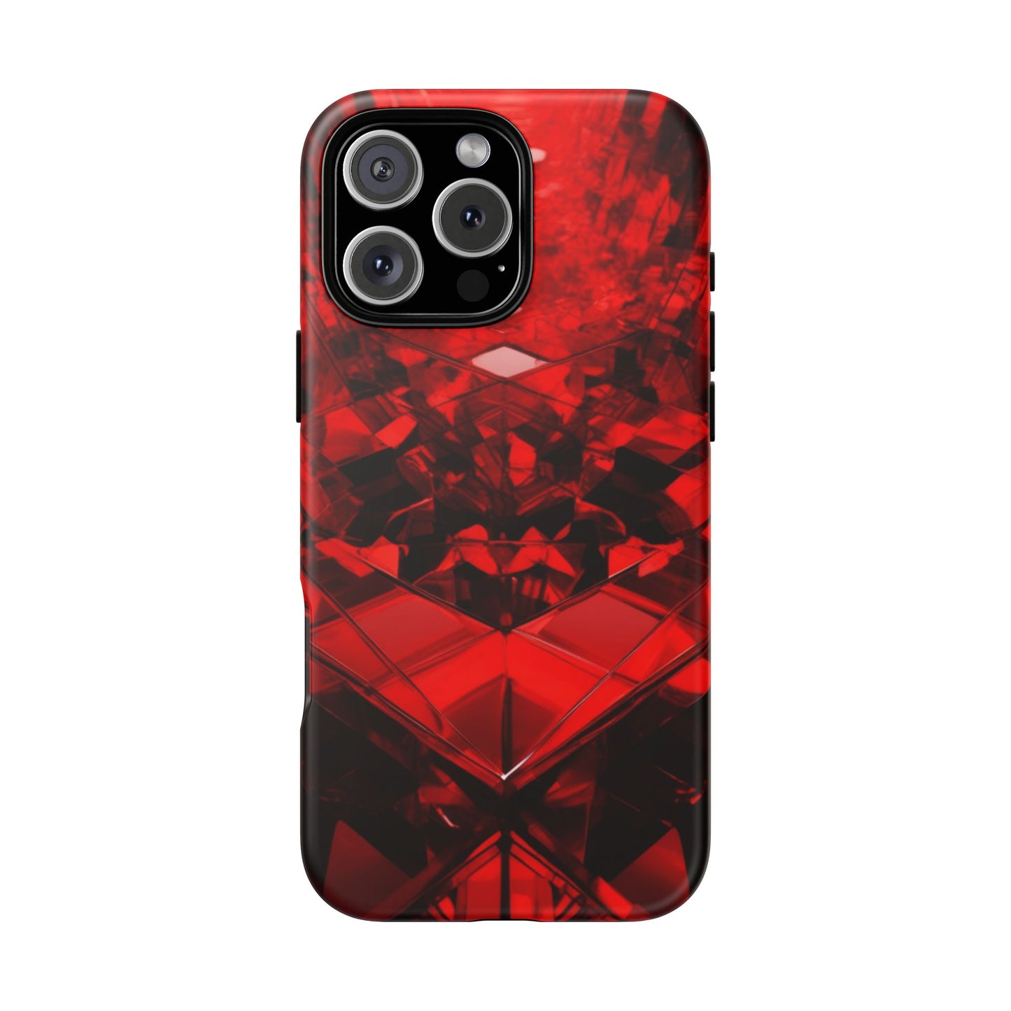 Red Crystal Design Phone Case for iPhone 17/16/15/14 - Tough, Stylish Protection