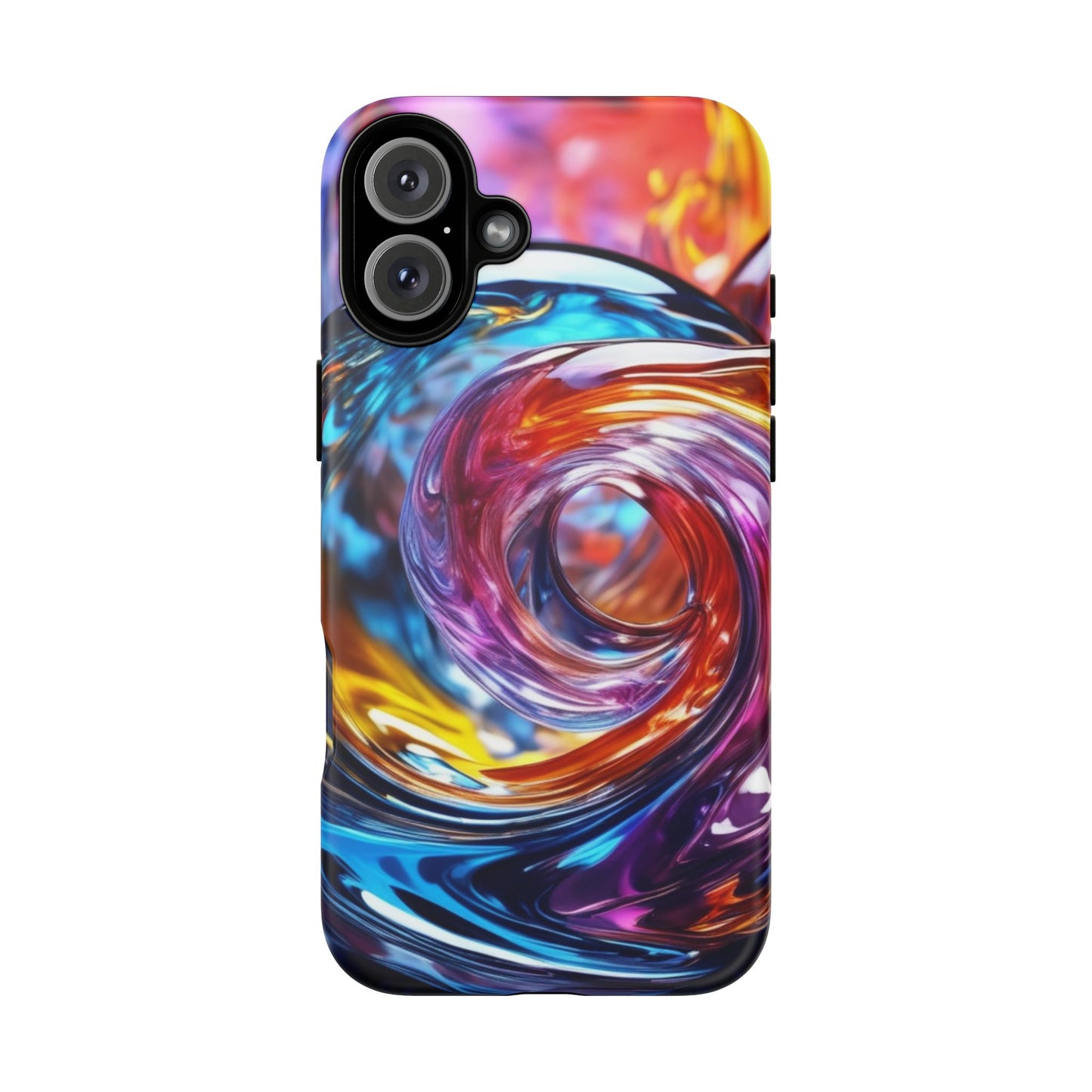 iPhone Tough Case Phone Case for iPhone 14\15\16 – Dual Layer, Matte/Glossy Finish, Wireless Charging CompatibleVibrant Swirl Phone Case - Tough Cases for Protection
