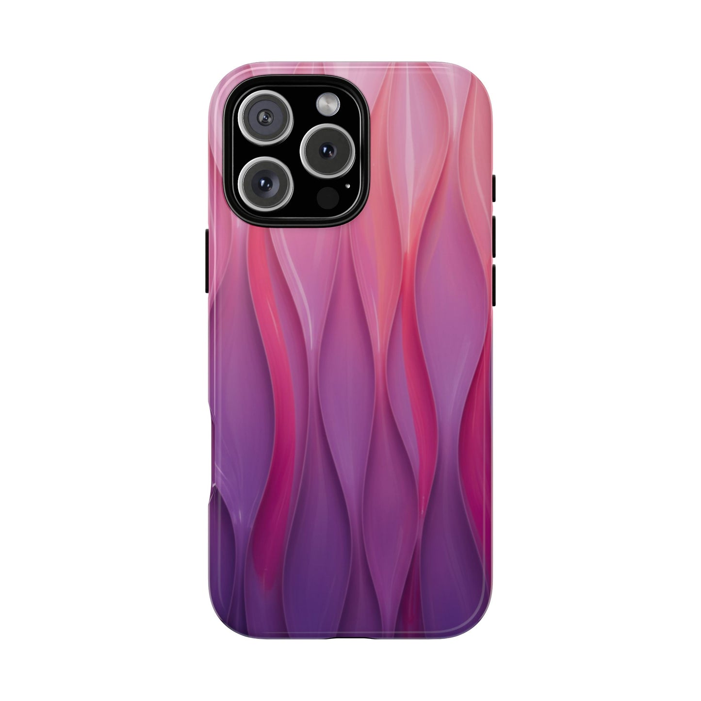 Pink Purple Wave Tough Phone Case. iPhone Tough Cases Phone Cases for iPhone 14\15\16\17 – Dual Layer, Matte/Glossy Finish, Wireless Charging Compatible — Abstract Gradient Protective Cover