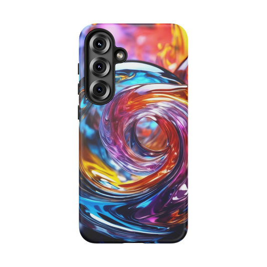 Tough Case Phone Case for Samsung Galaxy S25/S24 – Dual Layer, Matte/Glossy Finish, Wireless Charging Compatible, Vibrant Swirl Phone Case - Tough Cases for Stylish Protection
