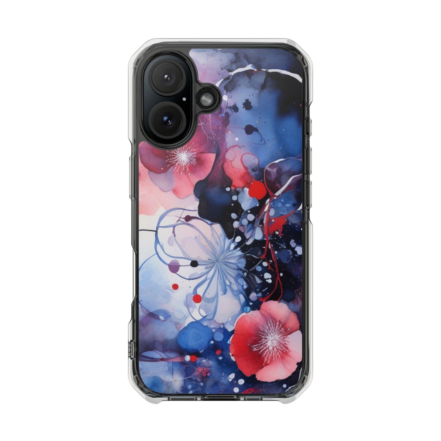 Clear Magnetic Phone Case — Watercolor Floral Impact Protection. Magnetic Impact Phone Case for iPhone 17/16/15/14.