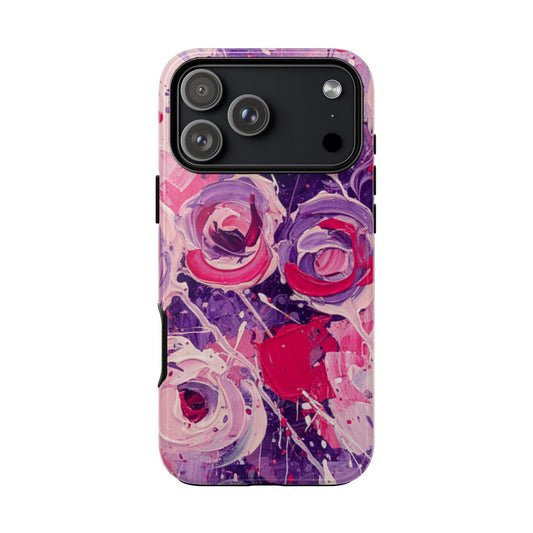iPhone Tough Cases , iPhone 17 case, Phone Cases for iPhone 14\15\16\17 – Dual Layer, Matte/Glossy Finish, Wireless Charging Compatible, Floral Abstract Tough Phone Case — Protective Cover