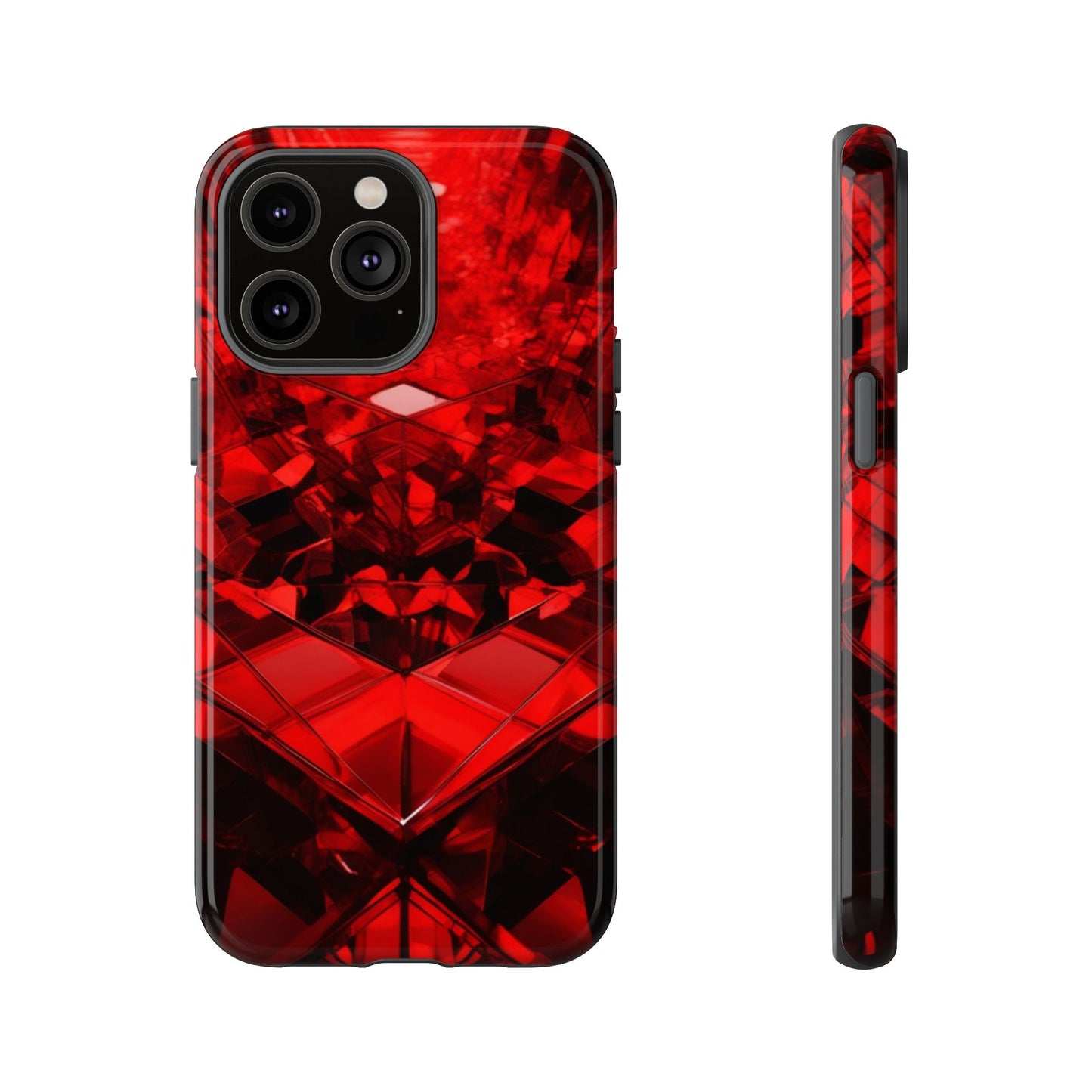 Red Crystal Design Phone Case for iPhone 17/16/15/14 - Tough, Stylish Protection