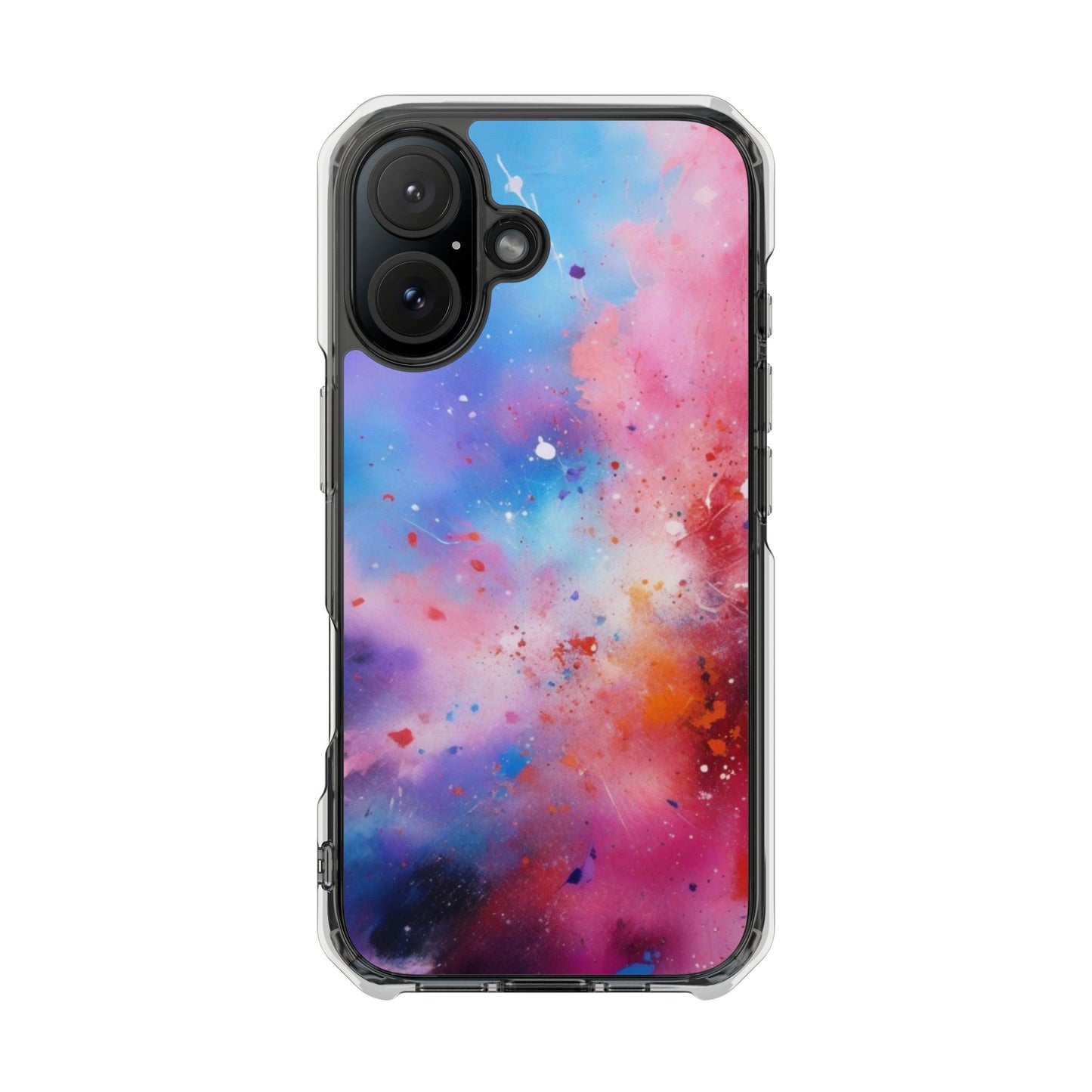 Magnetic Clear Impact Cases for iPhone 16/15/14, Colorful Nebula Design, Unique Gift for Phone Lovers,
