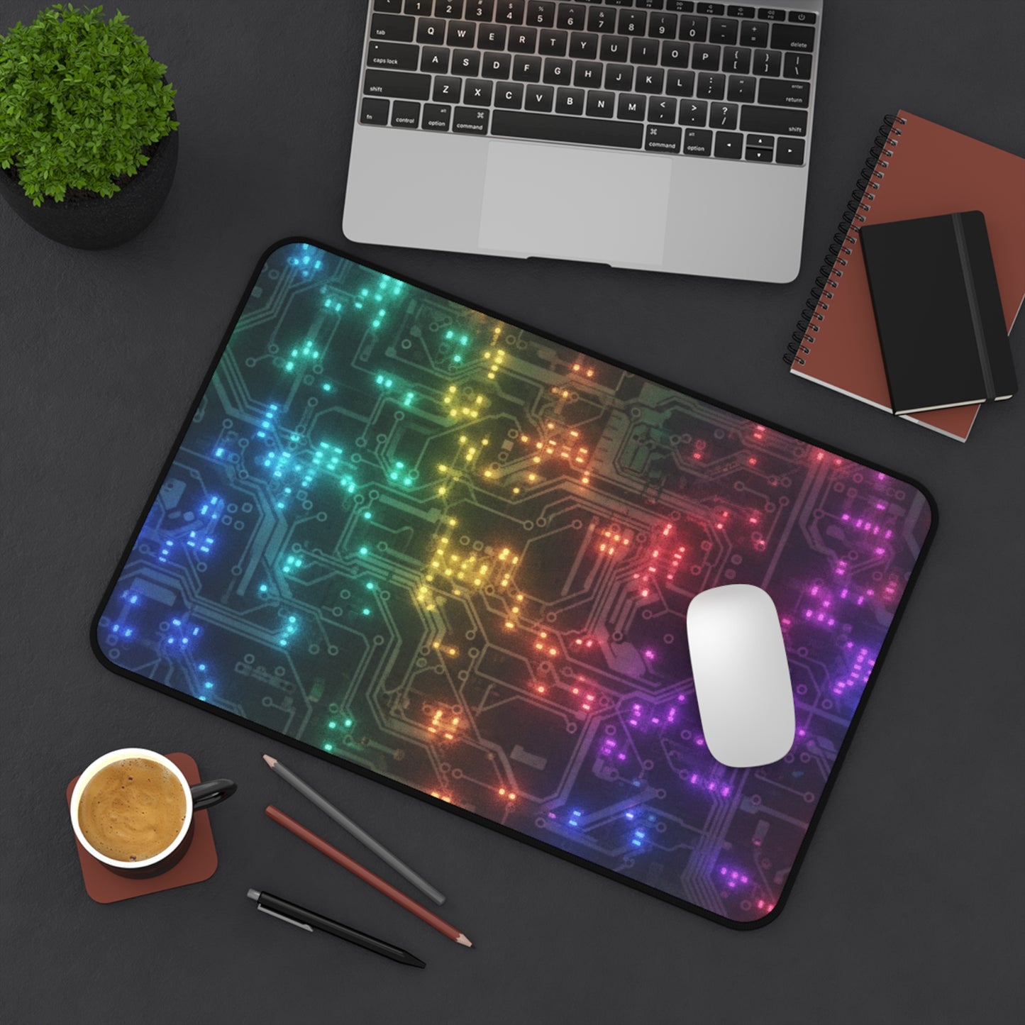 Large Gaming Mouse Pad – Premium Mouse Pad & Tech Accessory for Home & Office, Premium Desk Mat, Gaming Mouse Pad, Non-slip, Rainbow Circuit Desk Mat — RGB Tech Gamer Mouse Pad