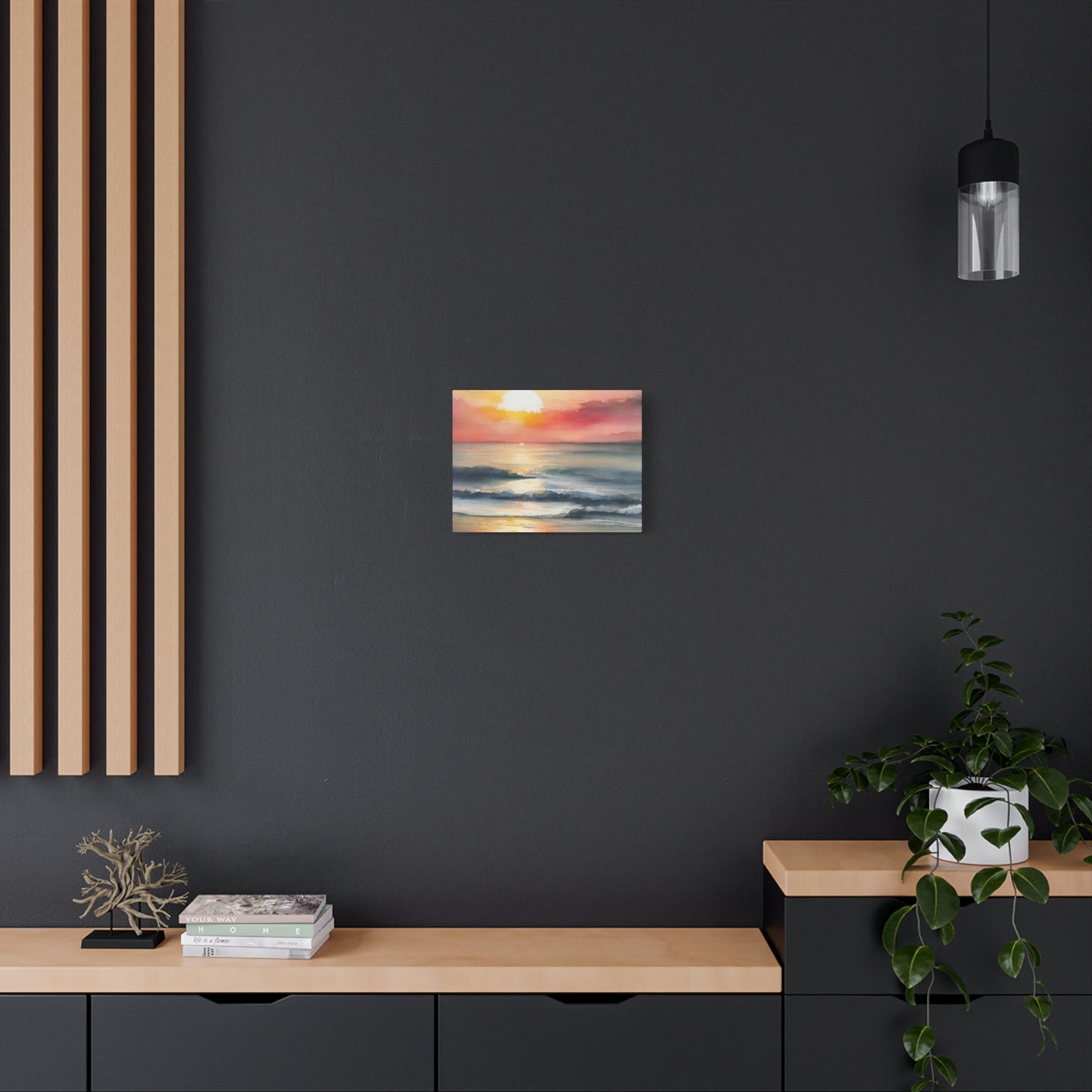 Abstract Art Canvas Print – Modern Wall Art, Matte Canvas, Ready to Hang, Home & Office Décor, Modern Wall Décor, Coastal Sunset Canvas Wall Art - 12" x 16" Stretched Print