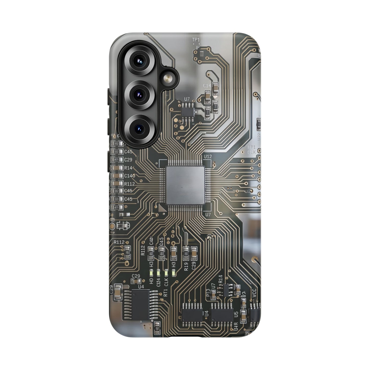 Tough Cases Phone Cases for Samsung Galaxy S25/S24/S23/S22 – Dual Layer, Matte/Glossy Finish, Wireless Charging Compatible, Circuit Board Phone Case — Tech Circuitry Protective Phone Cover