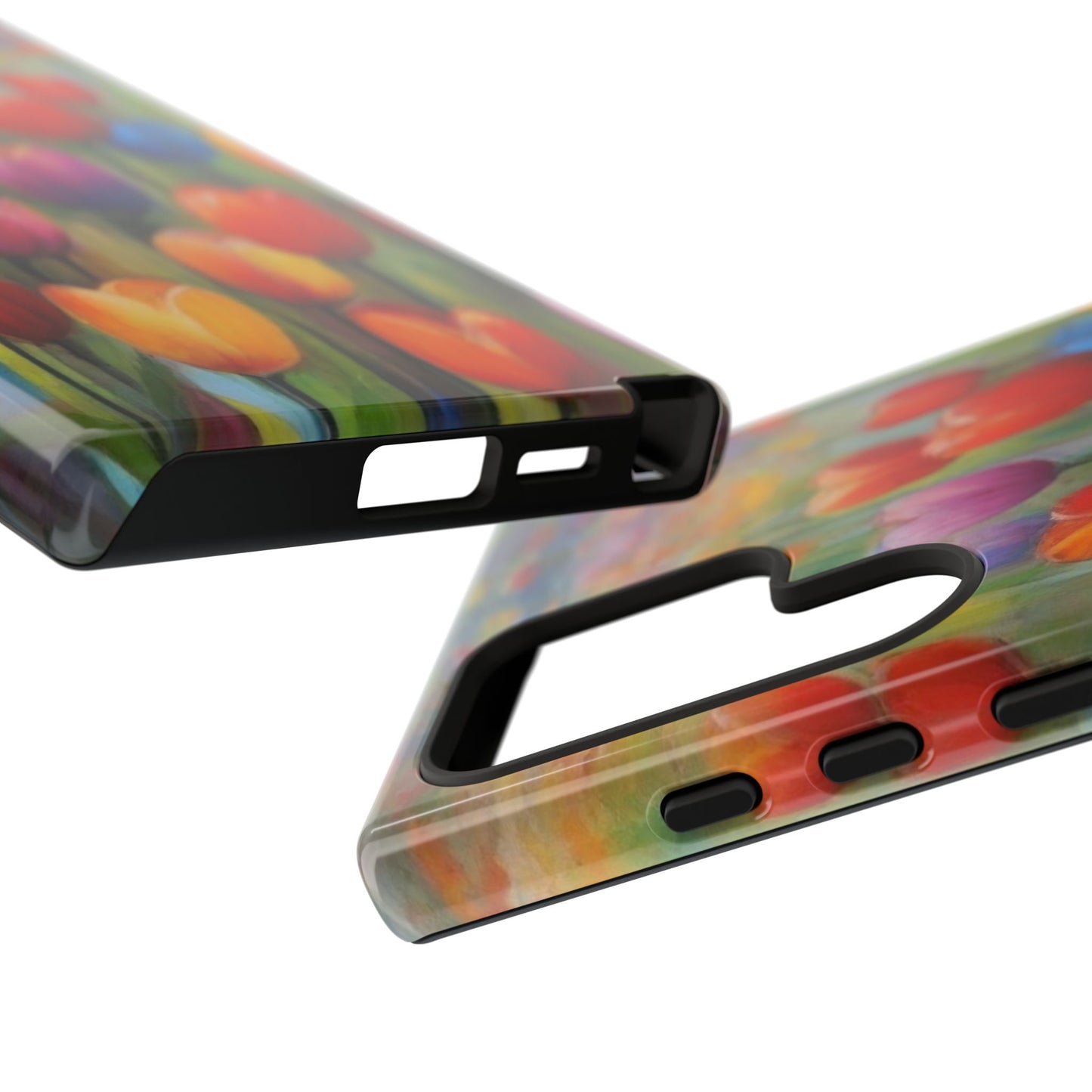 Tough Case Phone Case for Samsung Galaxy S25/S24– Dual Layer, Matte/Glossy Finish, Wireless Charging Compatible, Colorful Tulip Phone Case