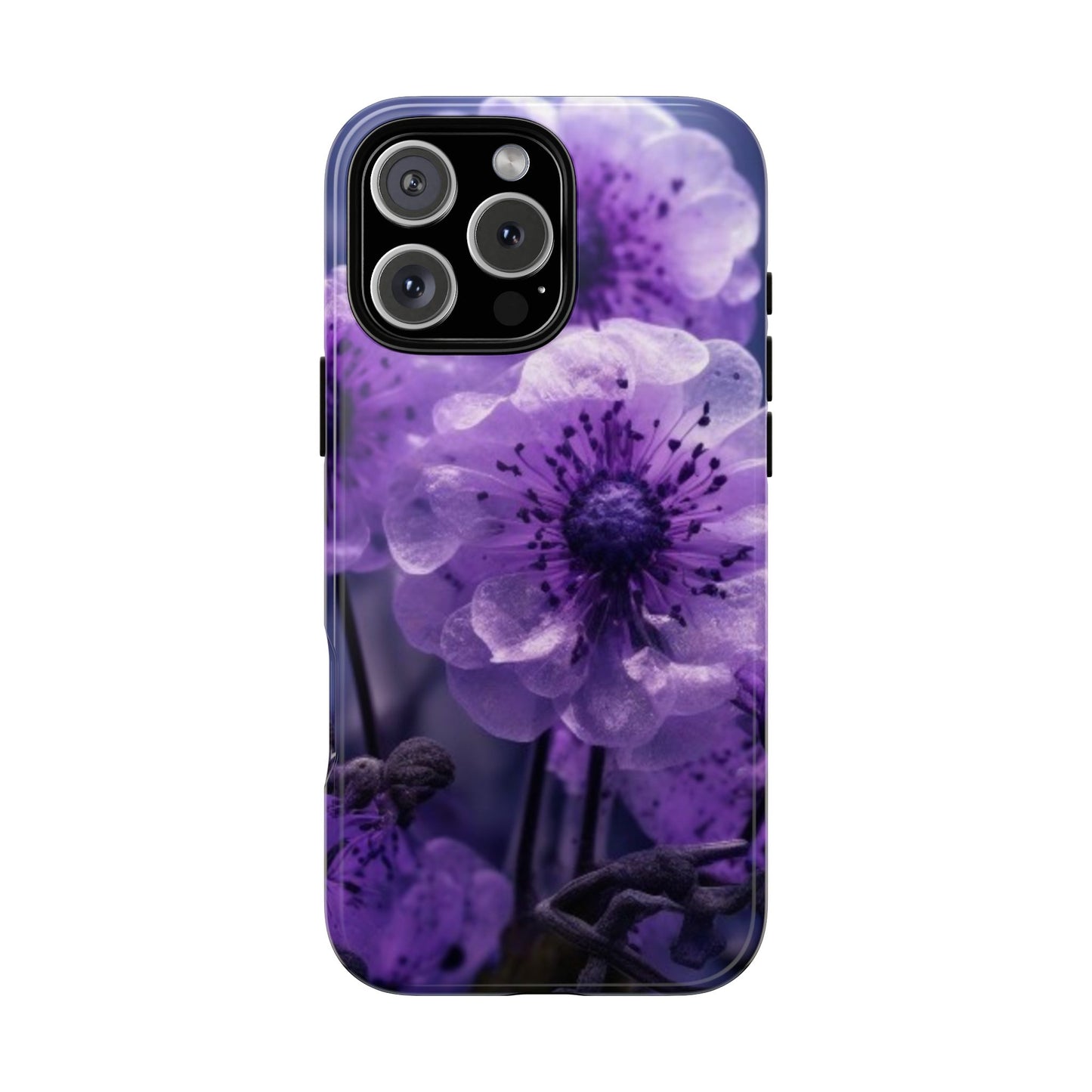 Purple Floral iPhone Case, Tough Cases for iPhone 17/16/15/14- Tough & Stylish Phone Protection. Gifts for her