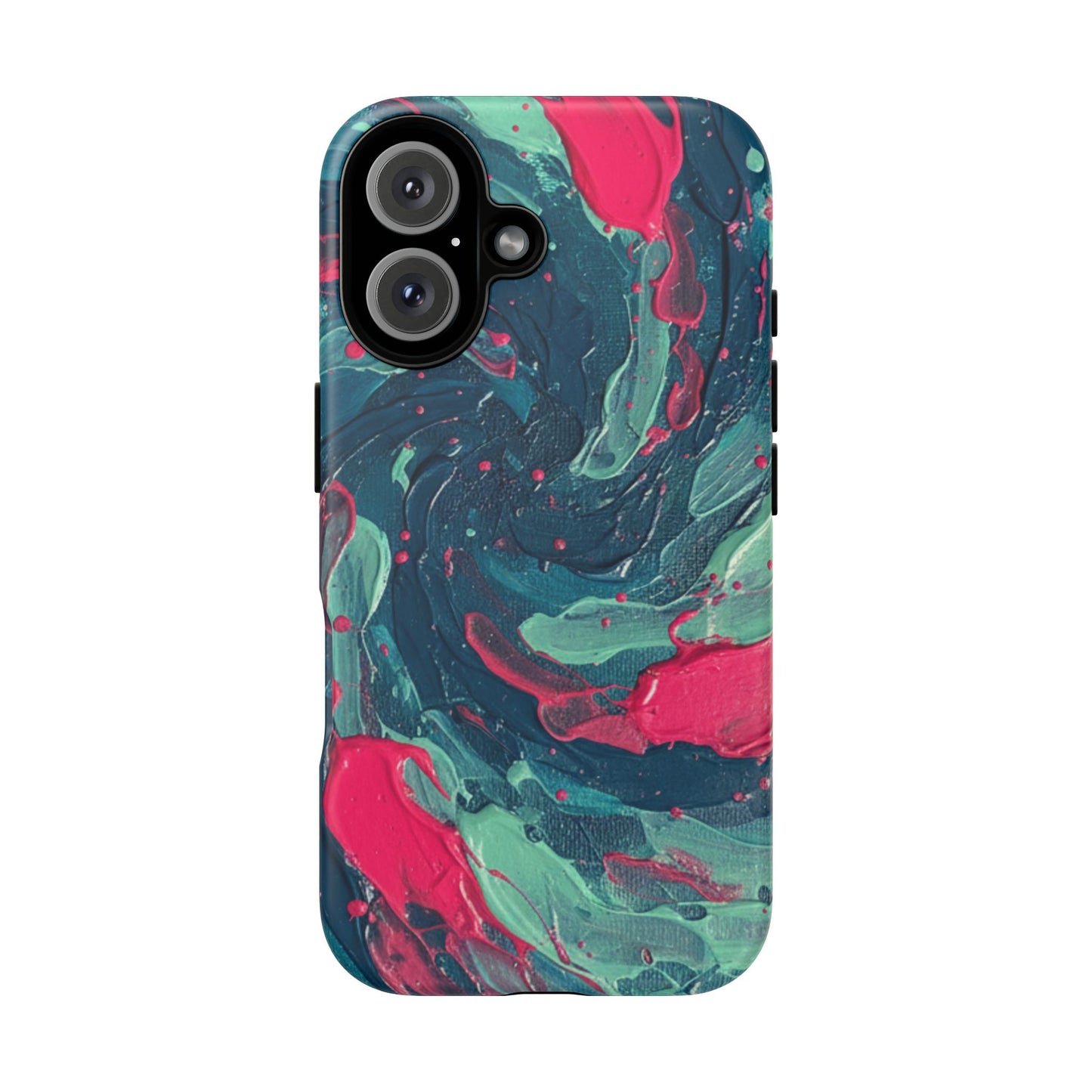 iPhone Tough Cases Phone Cases for iPhone 14\15\16\17 – Dual Layer, Matte/Glossy Finish, iPhone 17 case for sale, Wireless Charging Compatible, Marbled Teal & Fuchsia Tough Phone Case