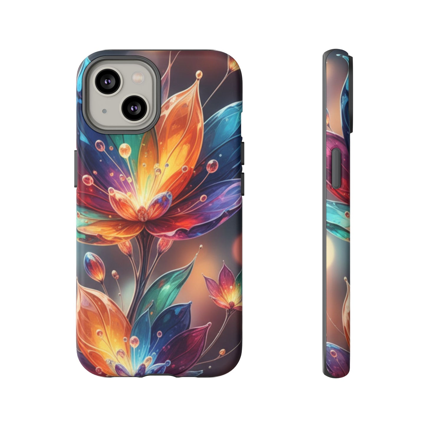 iPhone Tough Cases Phone Cases for iPhone 14\15\16\17 – Dual Layer, Matte/Glossy Finish, Wireless Charging Compatible — Vibrant Floral Lotus Phone Case
