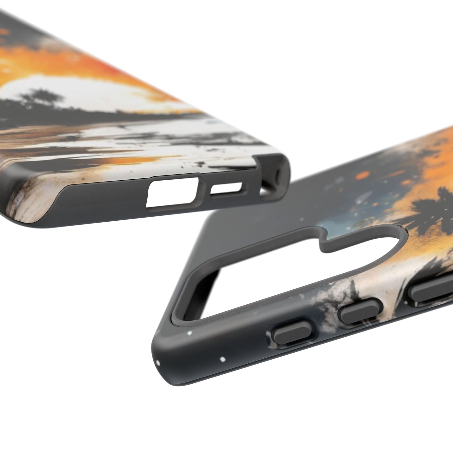 Tough Cases Phone Cases for Samsung Galaxy S25/S24/S23 – Dual Layer, Matte/Glossy Finish, Wireless Charging Compatible: Tropical Sunset Phone Case, Customizable iPhone Cover, Summer Vibes Accessory, Beach Lover Gift