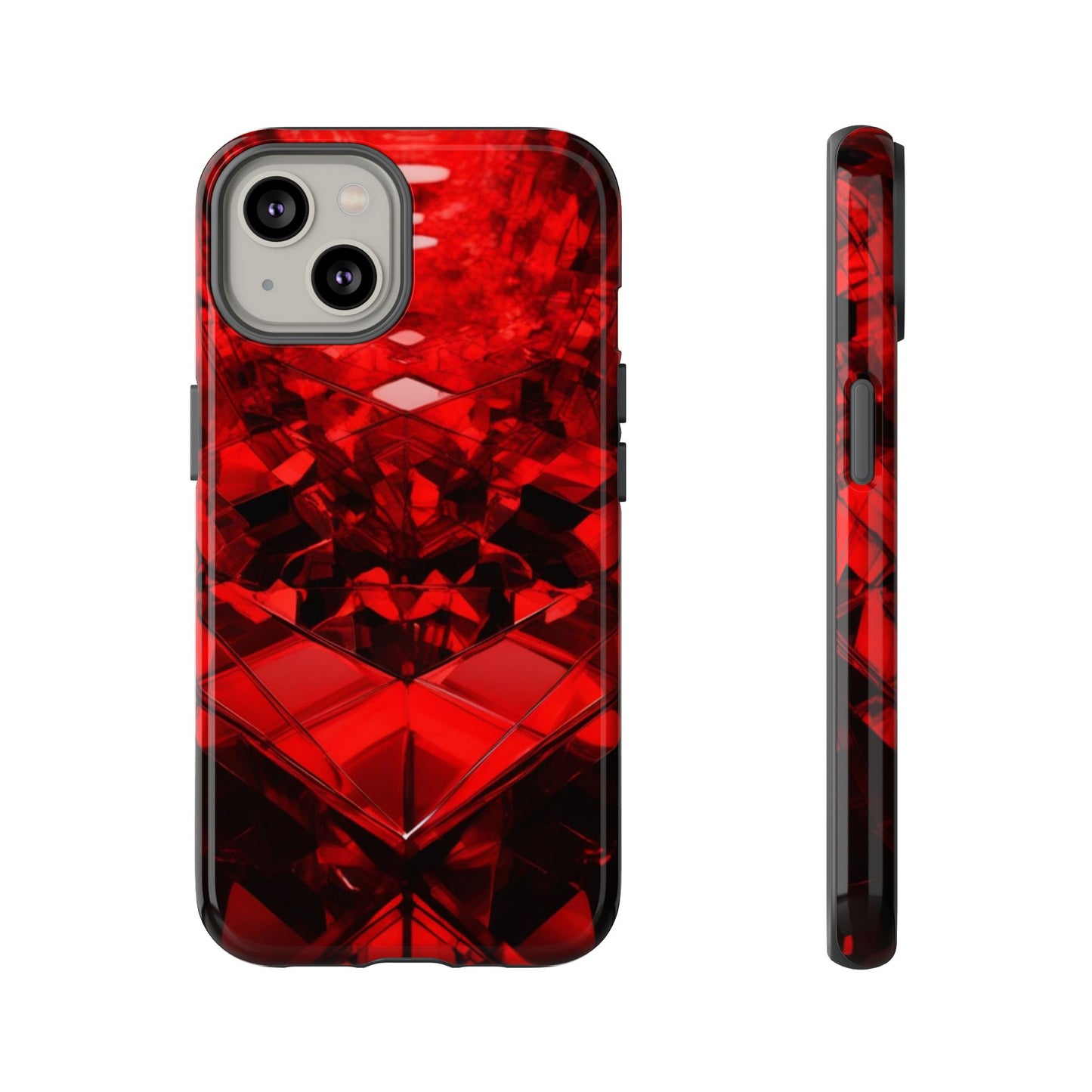 Red Crystal Design Phone Case for iPhone 17/16/15/14 - Tough, Stylish Protection