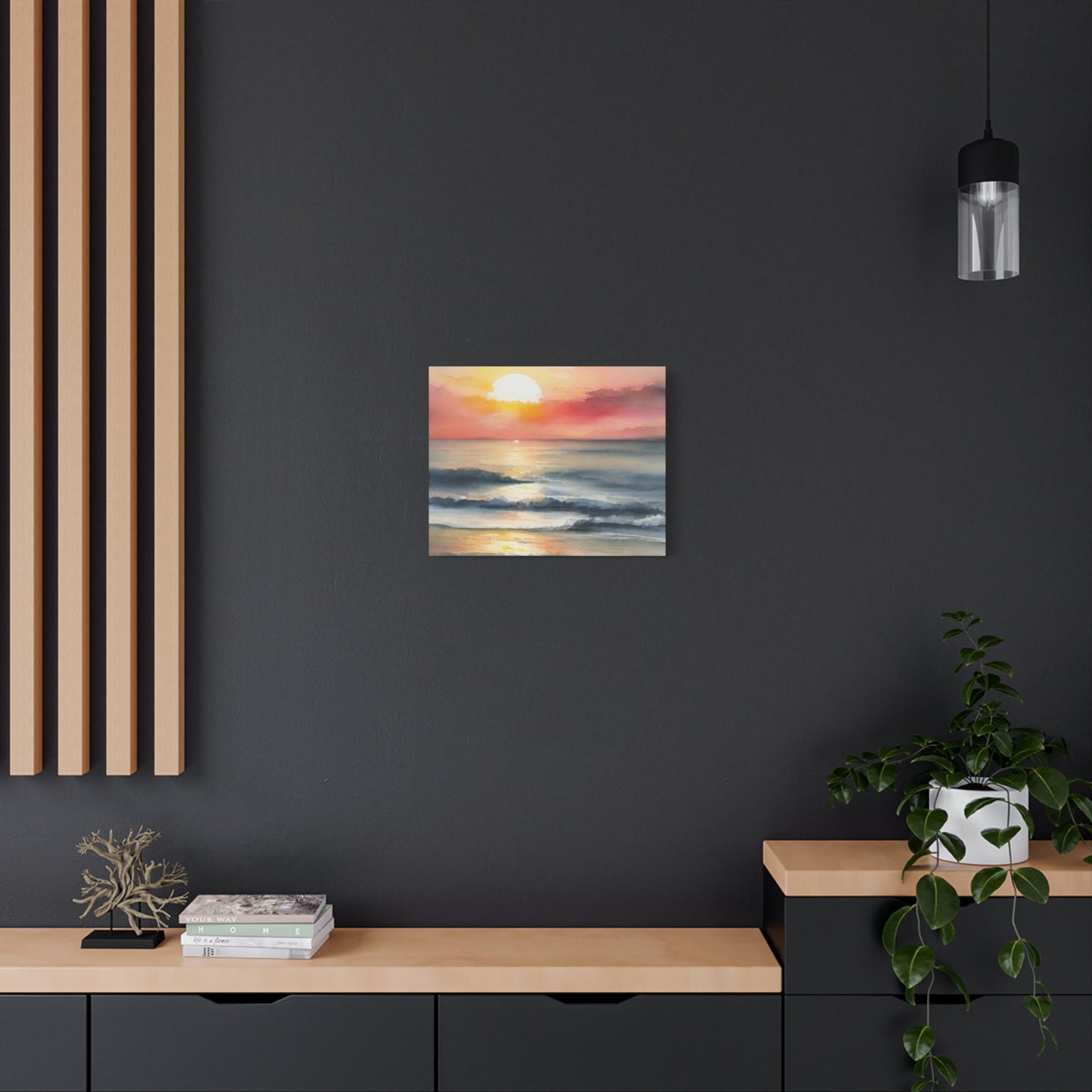 Abstract Art Canvas Print – Modern Wall Art, Matte Canvas, Ready to Hang, Home & Office Décor, Modern Wall Décor, Coastal Sunset Canvas Wall Art - 12" x 16" Stretched Print