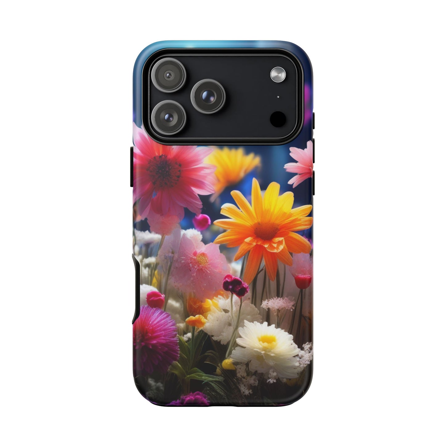 iPhone Tough Cases Phone Cases for iPhone 14\15\16\17– Dual Layer, Matte/Glossy Finish, Wireless Charging Compatible, Floral Garden Phone Case — Vibrant Spring Flowers Protective iPhone Case