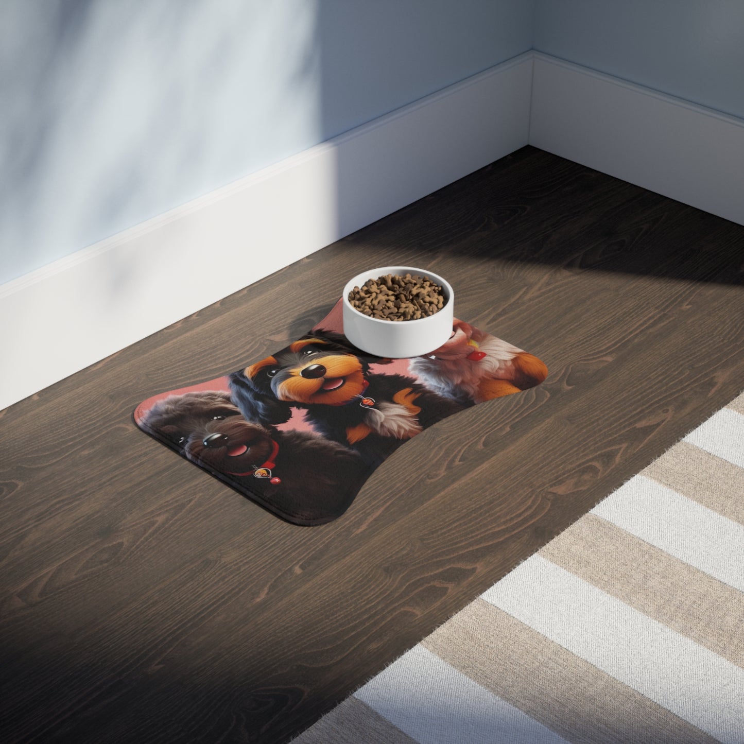 Designer Pet Feeding Mat – Non-Slip, Absorbent & Bone Shaped for Mess-Free Meals