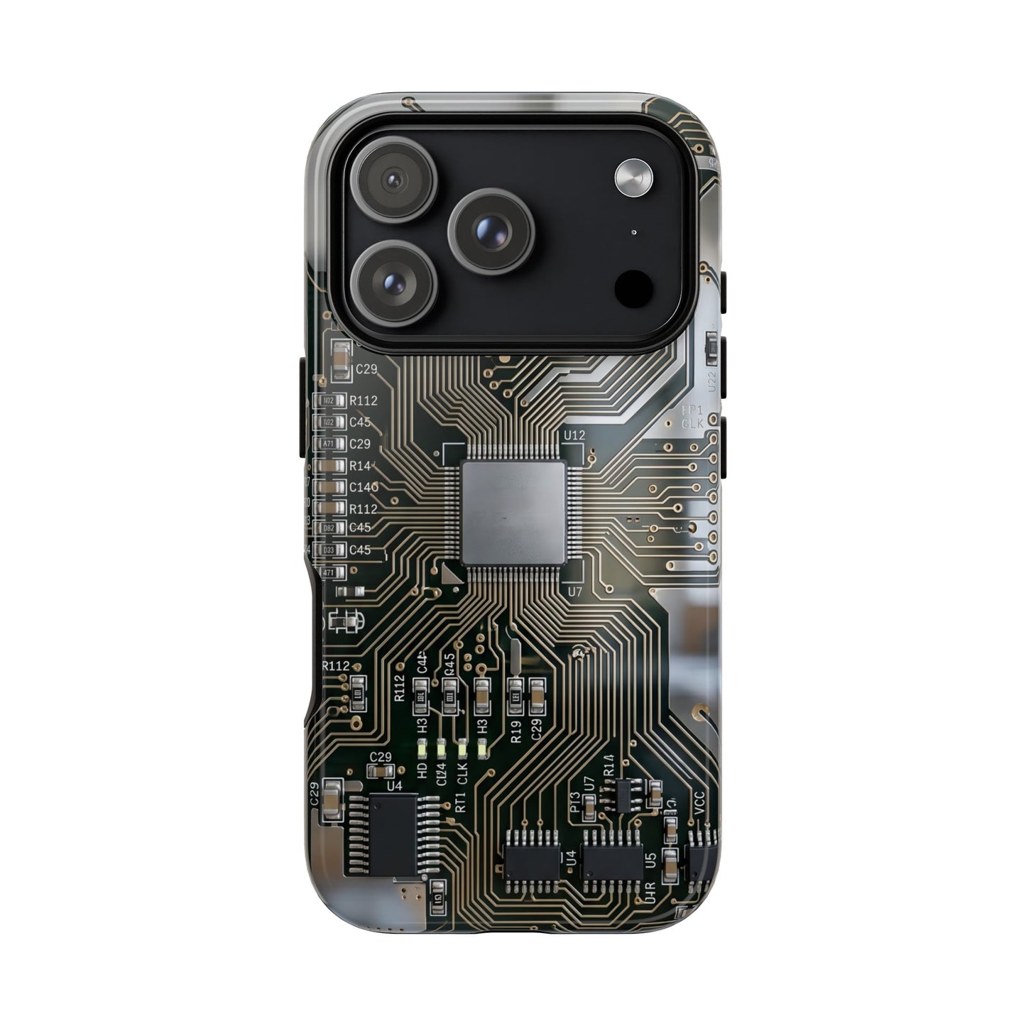 iPhone Tough Cases Phone Cases for iPhone 14\15\16\17 – Dual Layer, Matte/Glossy Finish, Wireless Charging Compatible. Circuit Board Tough Phone Case — Tech-Inspired Protective iPhone Cover