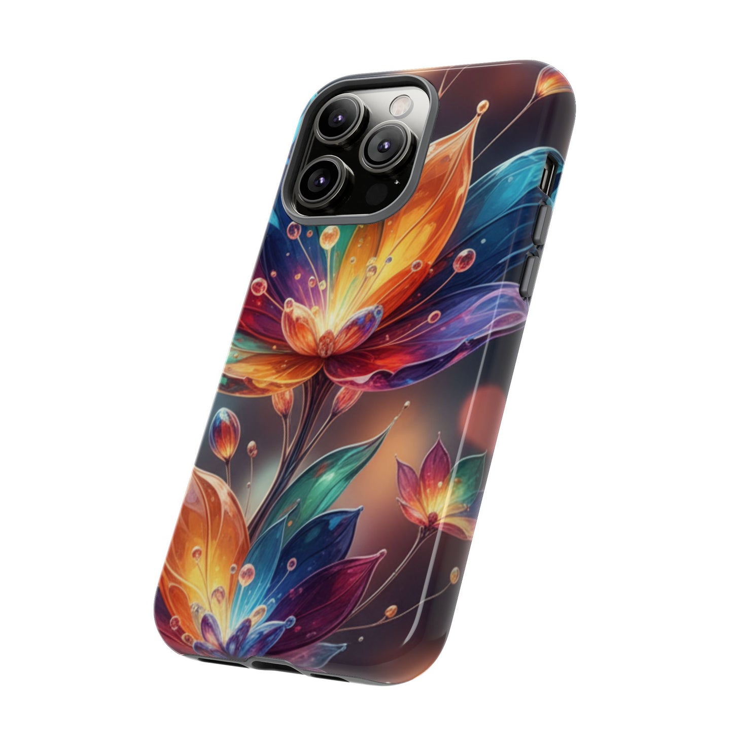 iPhone Tough Cases Phone Cases for iPhone 14\15\16\17 – Dual Layer, Matte/Glossy Finish, Wireless Charging Compatible — Vibrant Floral Lotus Phone Case