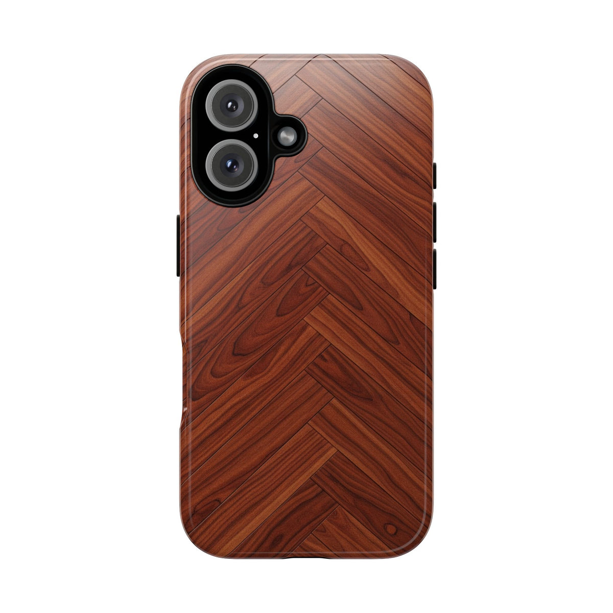 iPhone Tough Cases Phone Cases for iPhone 14\15\16\17 – Dual Layer, Matte/Glossy Finish, Wireless Charging Compatible. Tough Phone Case — Plastic Herringbone Walnut Protective Cover