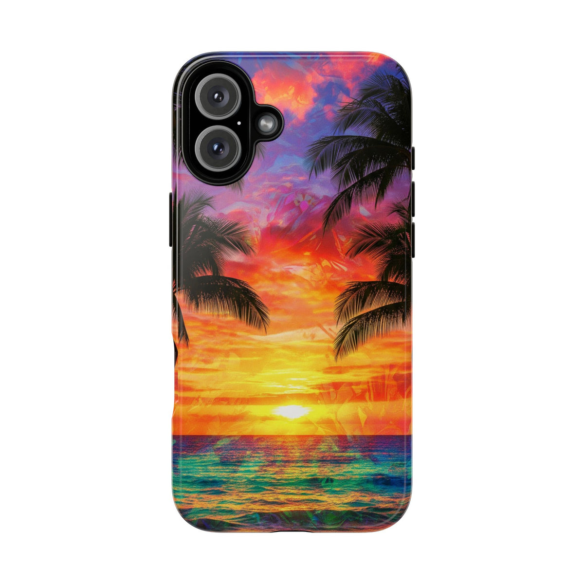 iPhone Tough Cases Phone Cases for iPhone 14\15\16\17. Tropical Sunset Phone Case — Palm Tree Beach Protective Cover