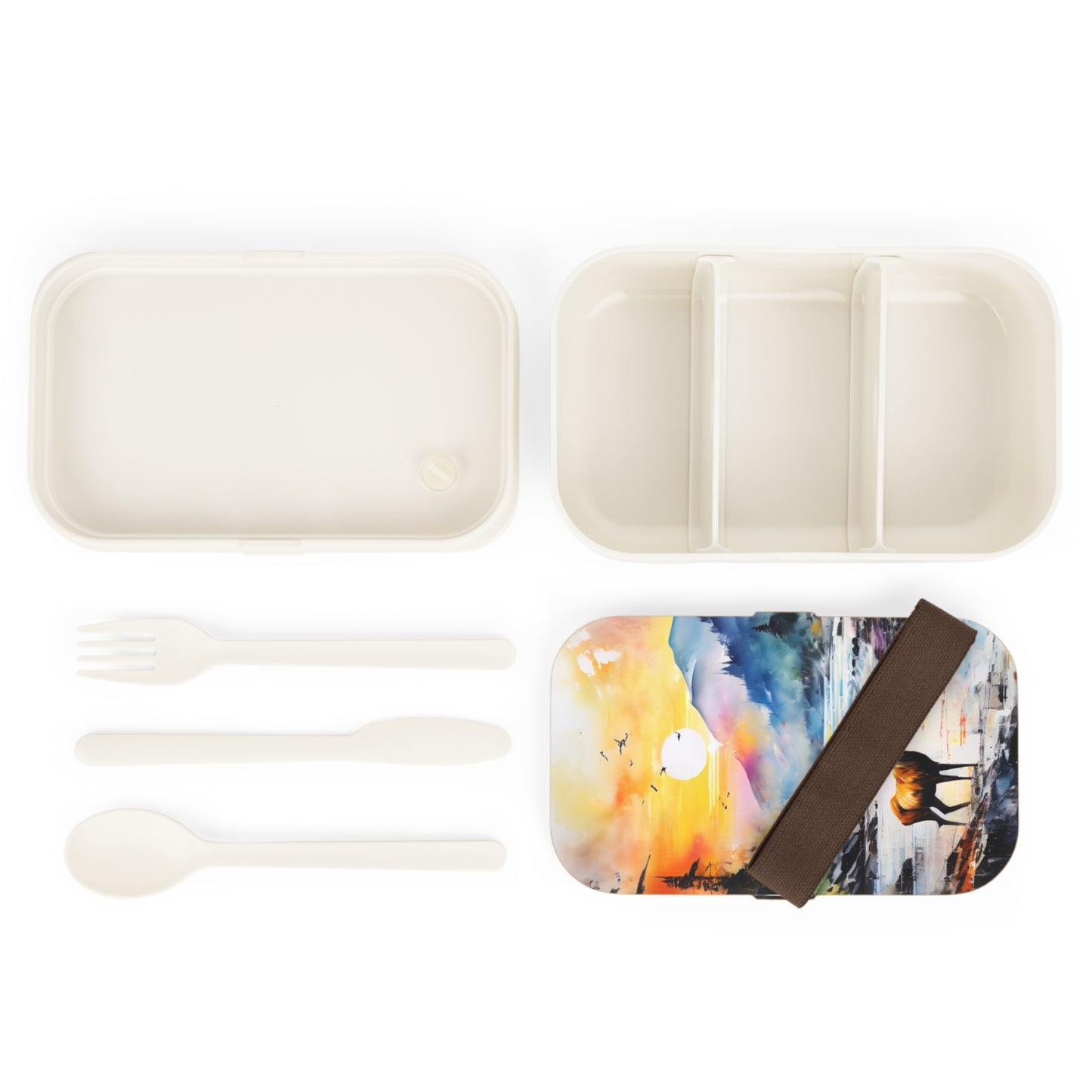 Deer Sunset Bento Lunch Box – Watercolor Wildlife Picnic Box