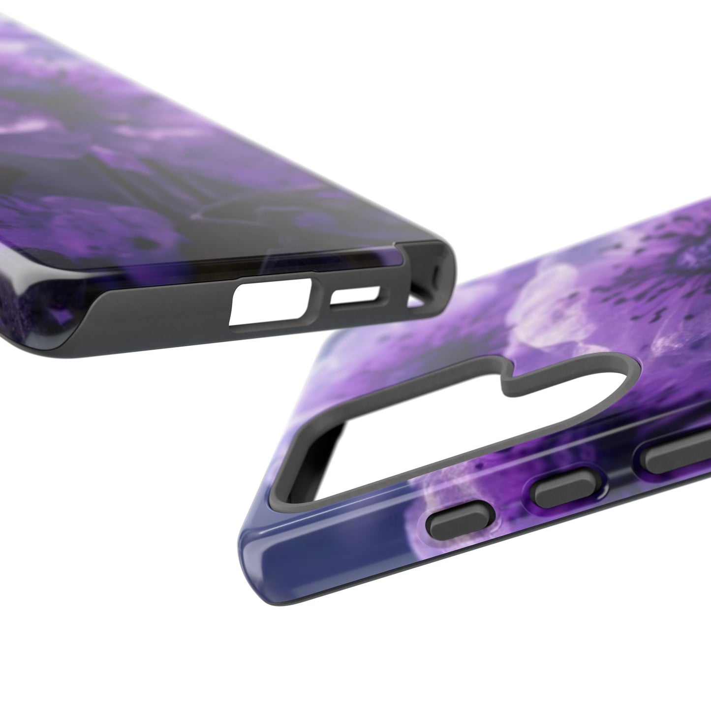 Purple Floral Tough Phone Case for Samsung Galaxy S25/S24/S23, Gifts for Her