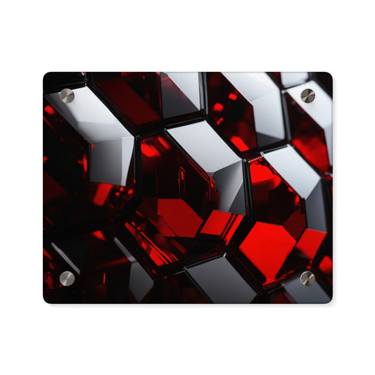 Modern Acrylic Wall Art Panels, Geometric Wall Decor, Home Office Art, Red Abstract Design, Stylish Gift for Art Lovers